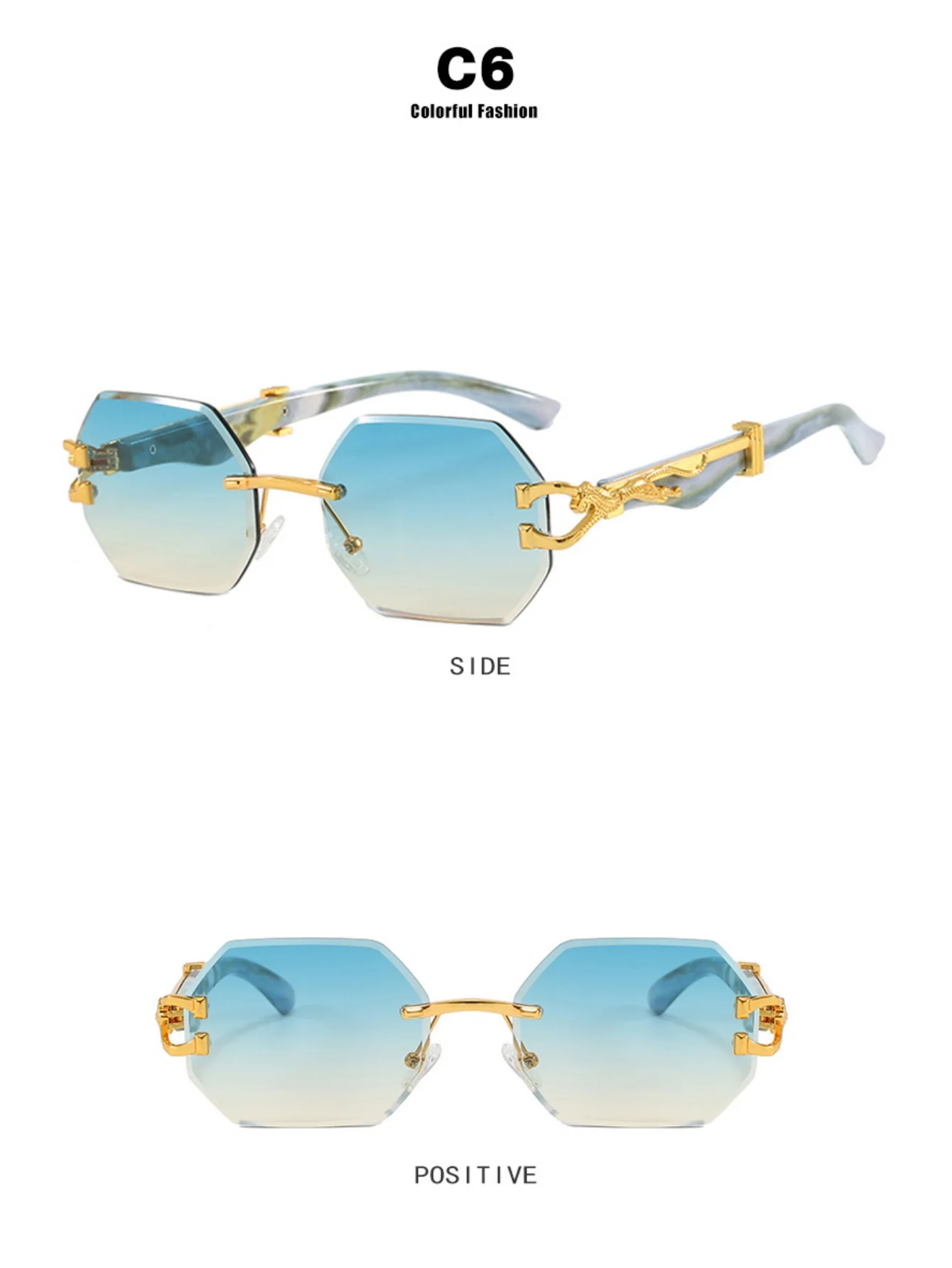 Metal Frameless Polygonal Sunglasses - Image 12