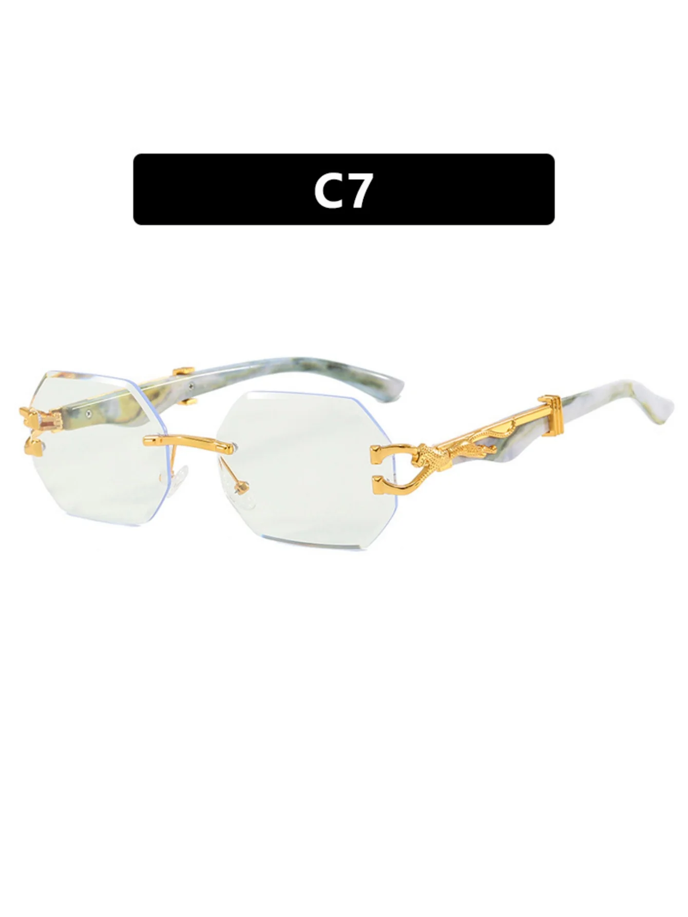 Metal Frameless Polygonal Sunglasses - Image 13