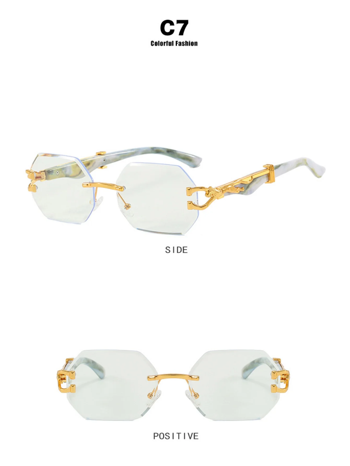 Metal Frameless Polygonal Sunglasses - Image 14
