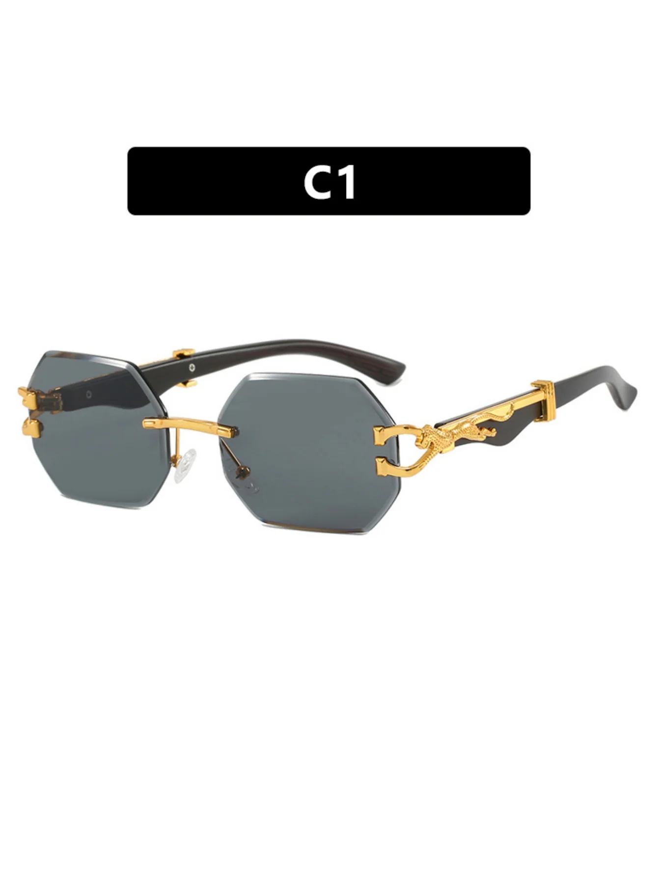 Metal Frameless Polygonal Sunglasses - Image 3