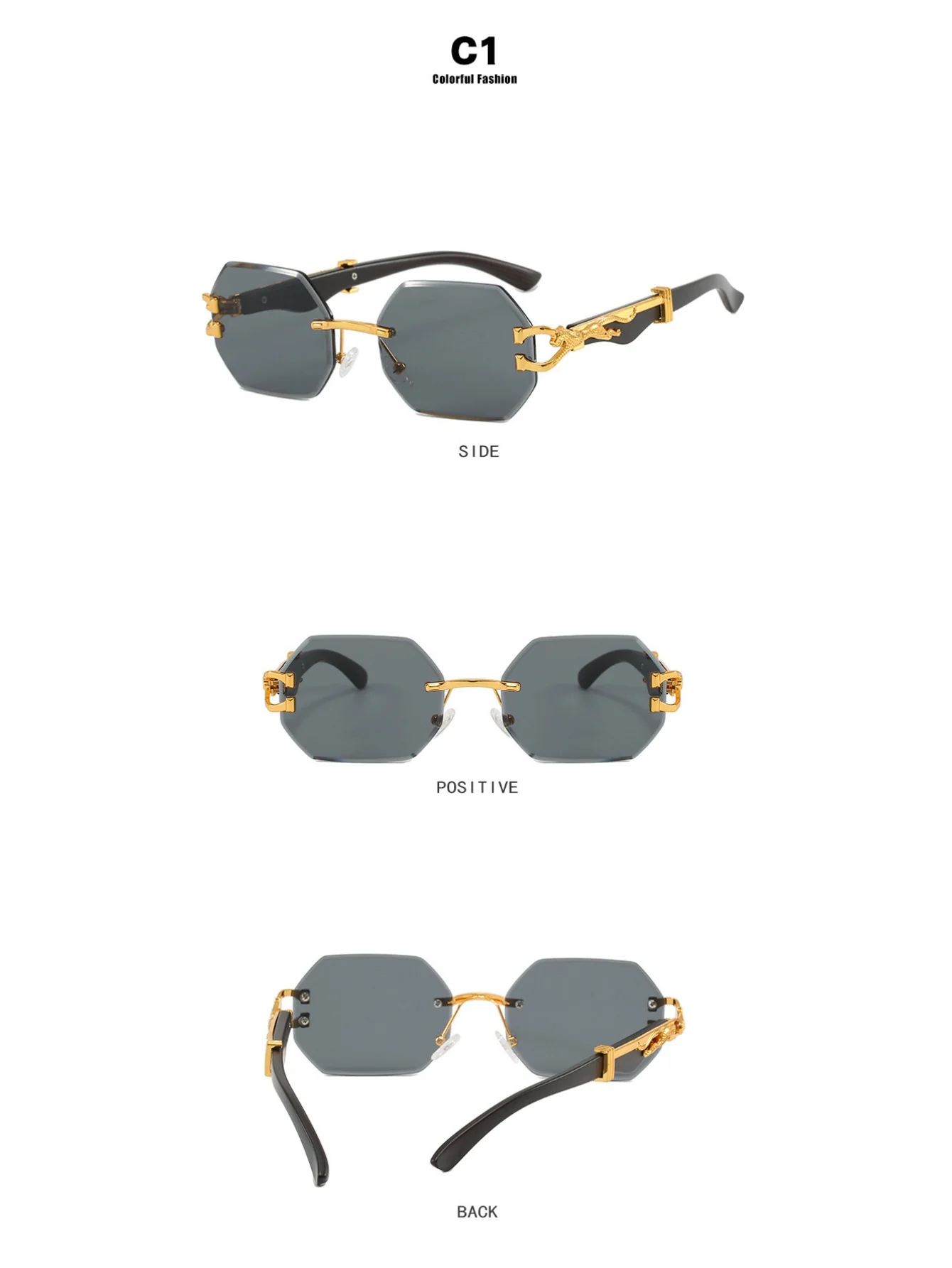 Metal Frameless Polygonal Sunglasses - Image 4
