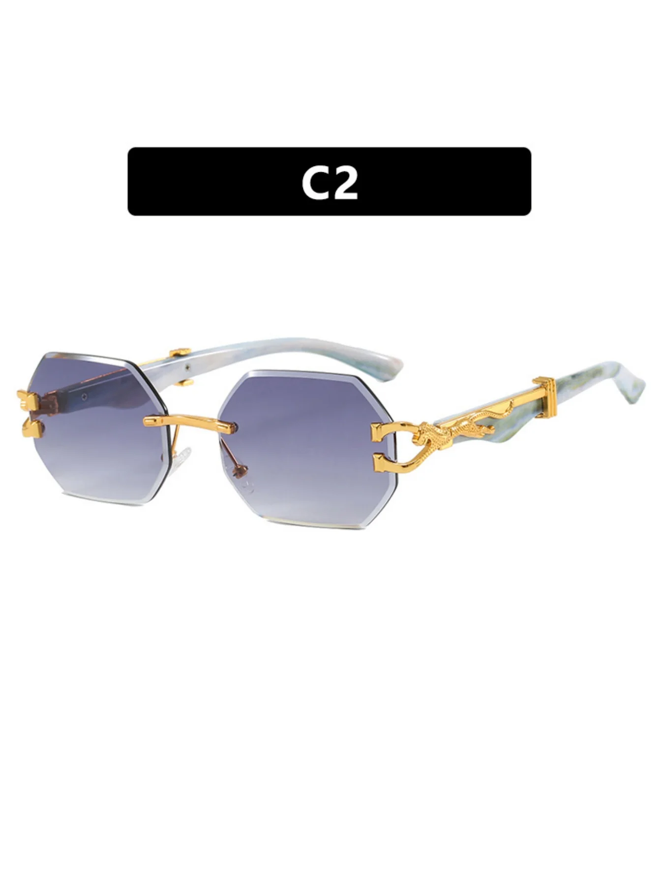 Metal Frameless Polygonal Sunglasses - Image 5