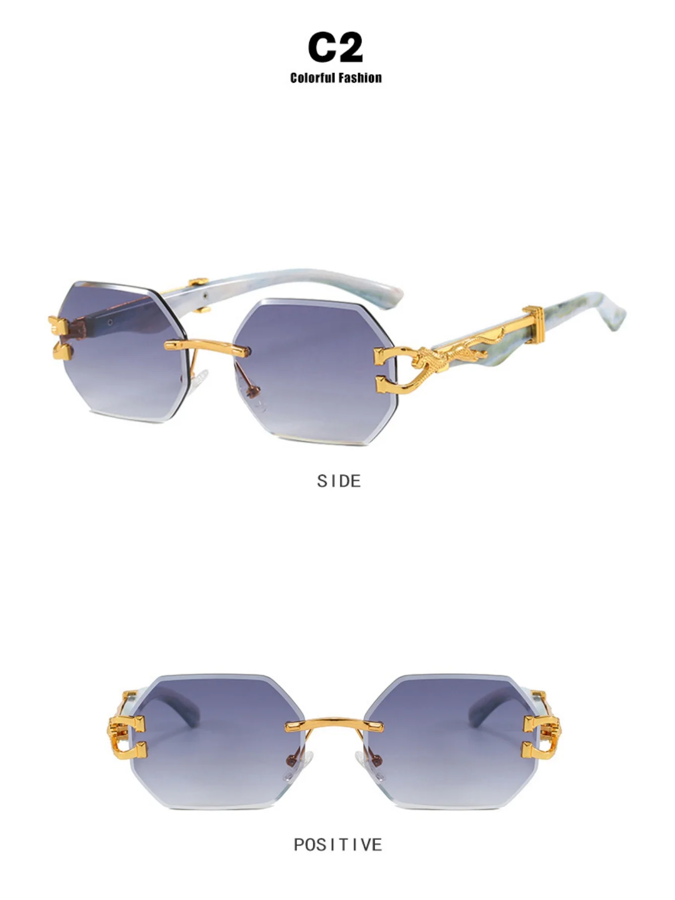 Metal Frameless Polygonal Sunglasses - Image 6