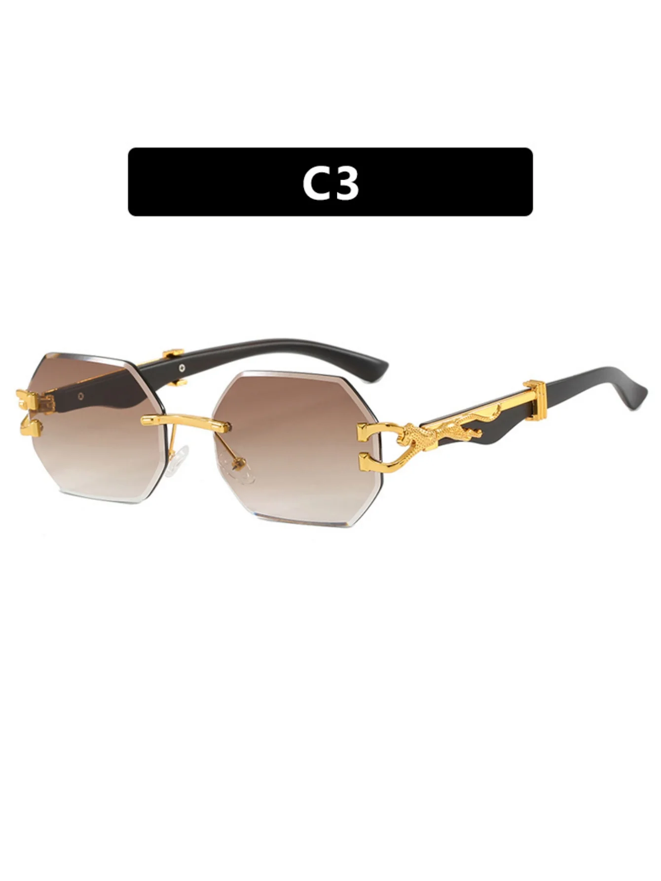 Metal Frameless Polygonal Sunglasses - Image 7