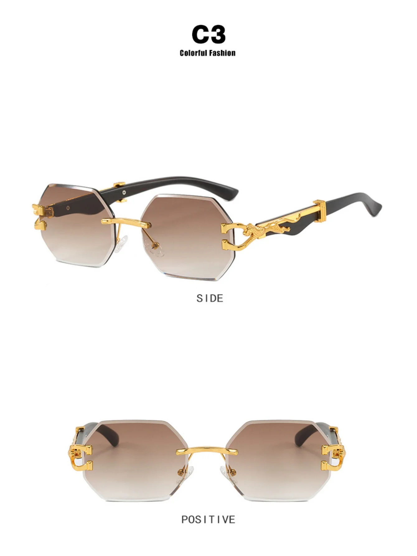 Metal Frameless Polygonal Sunglasses - Image 8