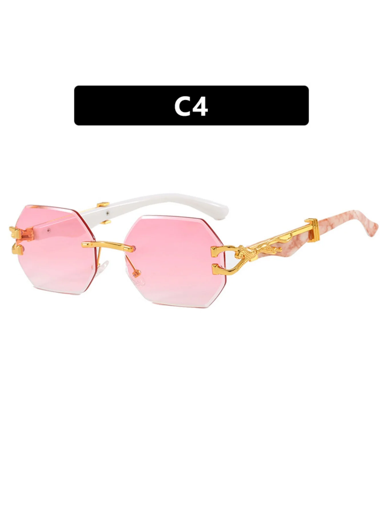Metal Frameless Polygonal Sunglasses - Image 9