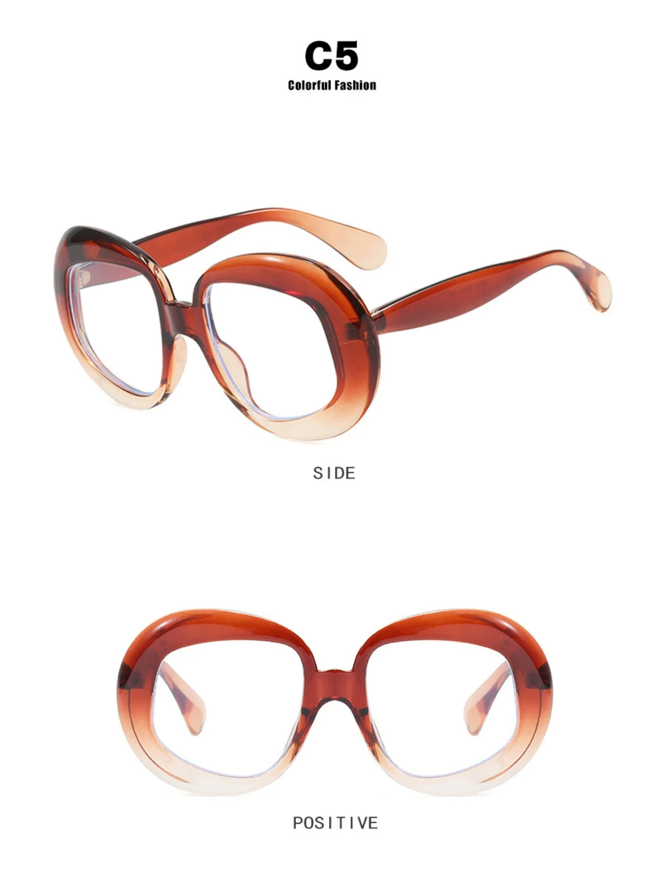 Irregularly Shaped Full-frame Round Fashion Glasses - Image 14