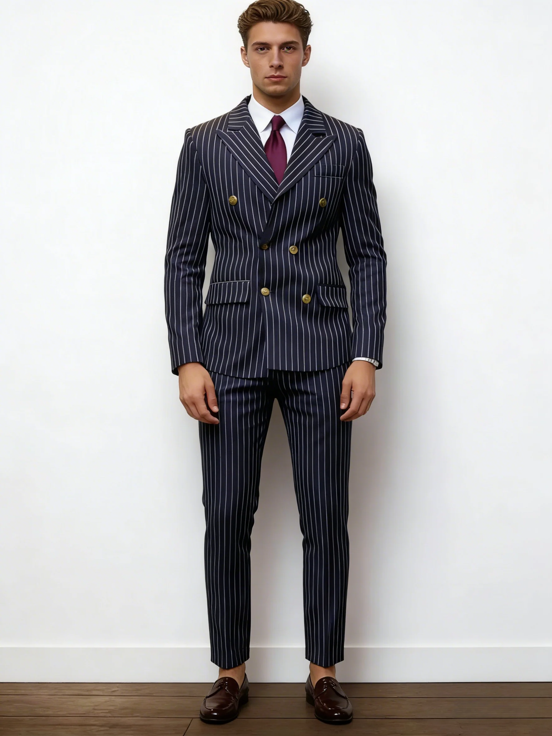 Stripes Business Dinner Wedding Suit 2-piece Sets Set - Image 10