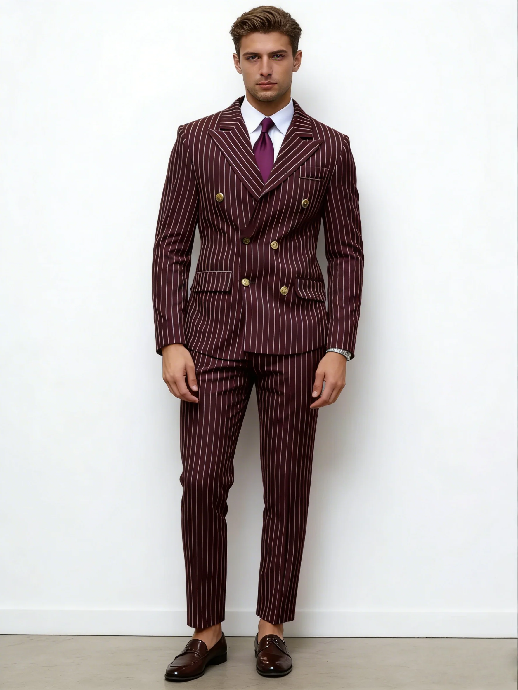 Stripes Business Dinner Wedding Suit 2-piece Sets Set - Image 12