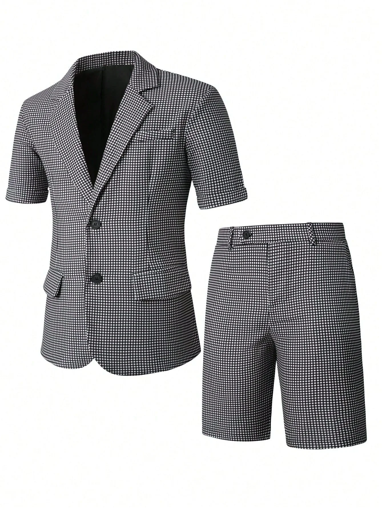 Plaid Slim-fit Business Dinner Leisure 2-piece Sets Set - Image 5