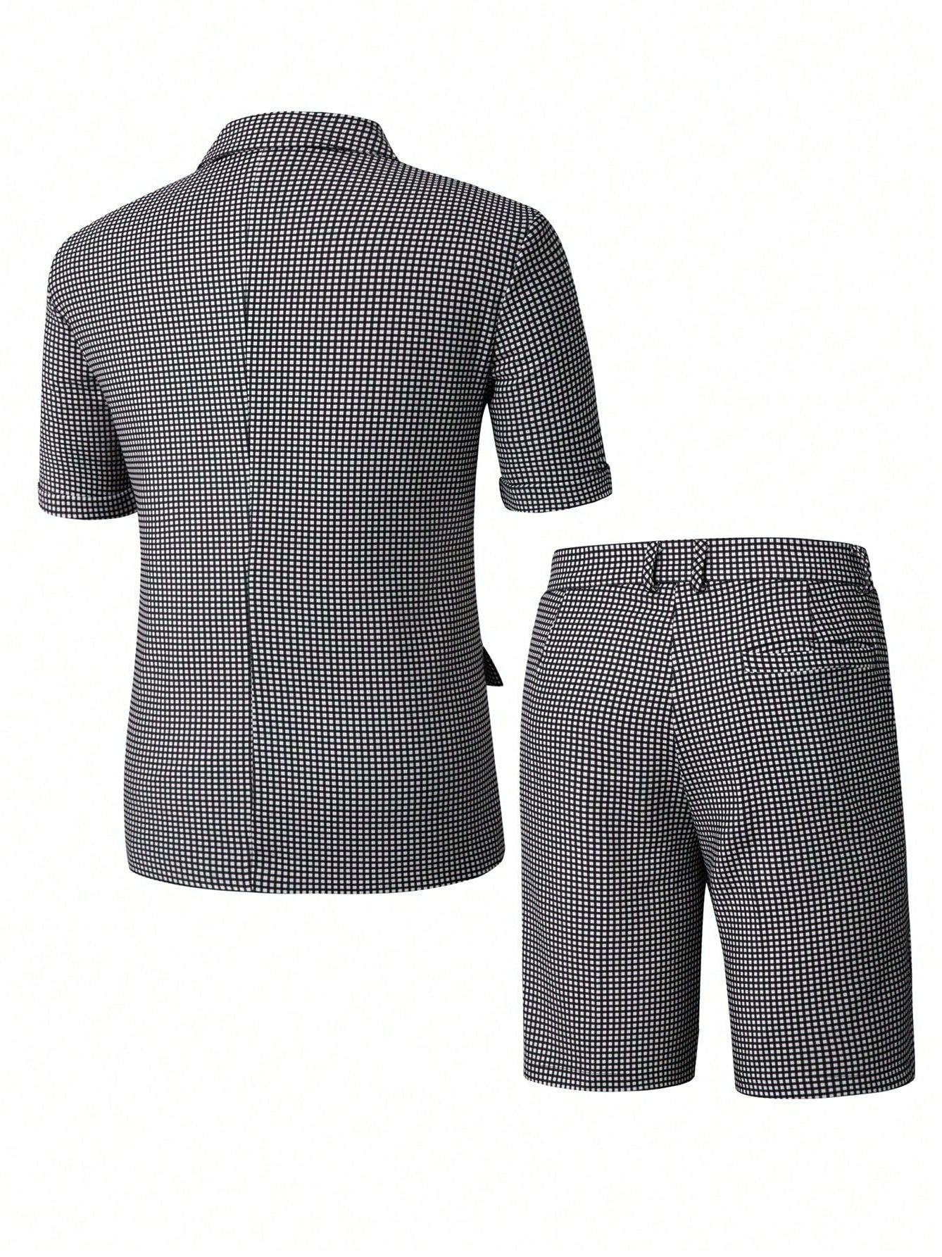 Plaid Slim-fit Business Dinner Leisure 2-piece Sets Set - Image 6