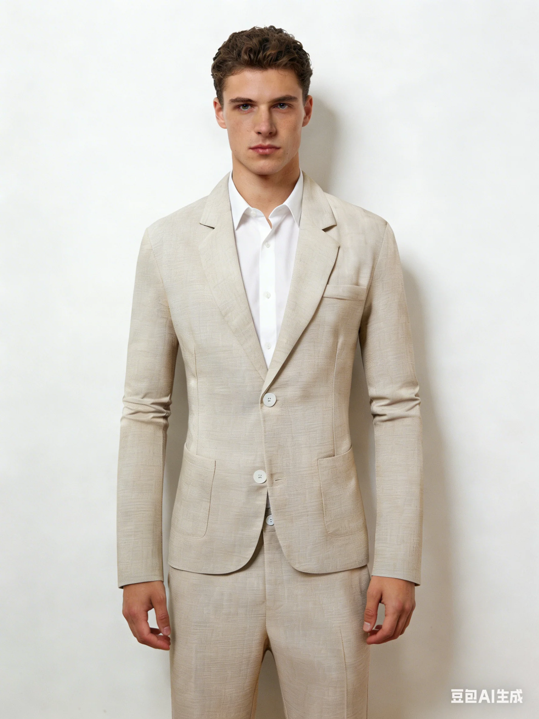 Solid Color Business Dinner Wedding Suit 2-piece Sets Set - Image 10