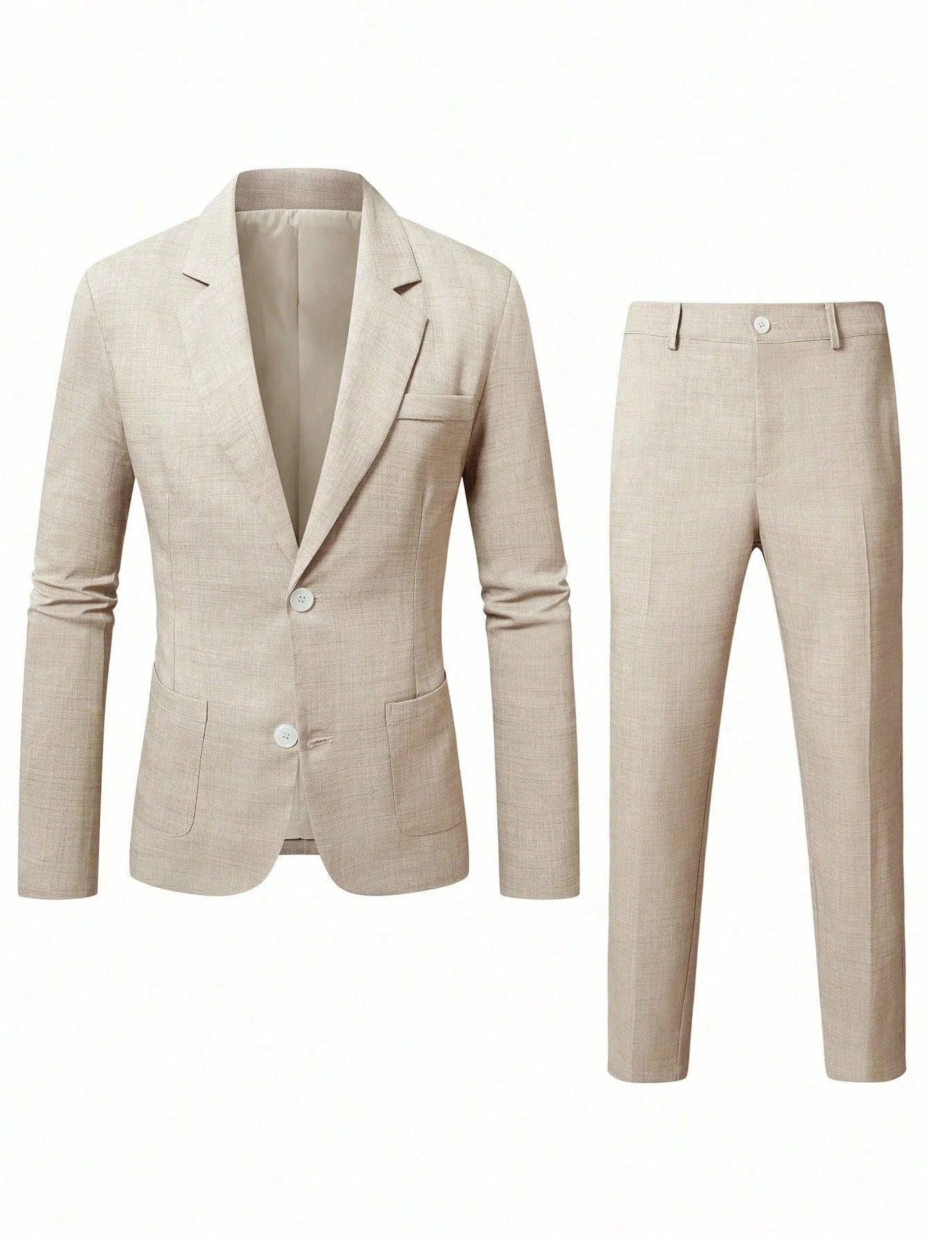 Solid Color Business Dinner Wedding Suit 2-piece Sets Set - Image 11