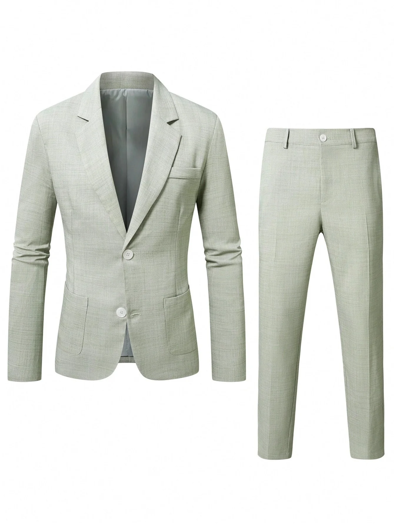 Solid Color Business Dinner Wedding Suit 2-piece Sets Set - Image 3