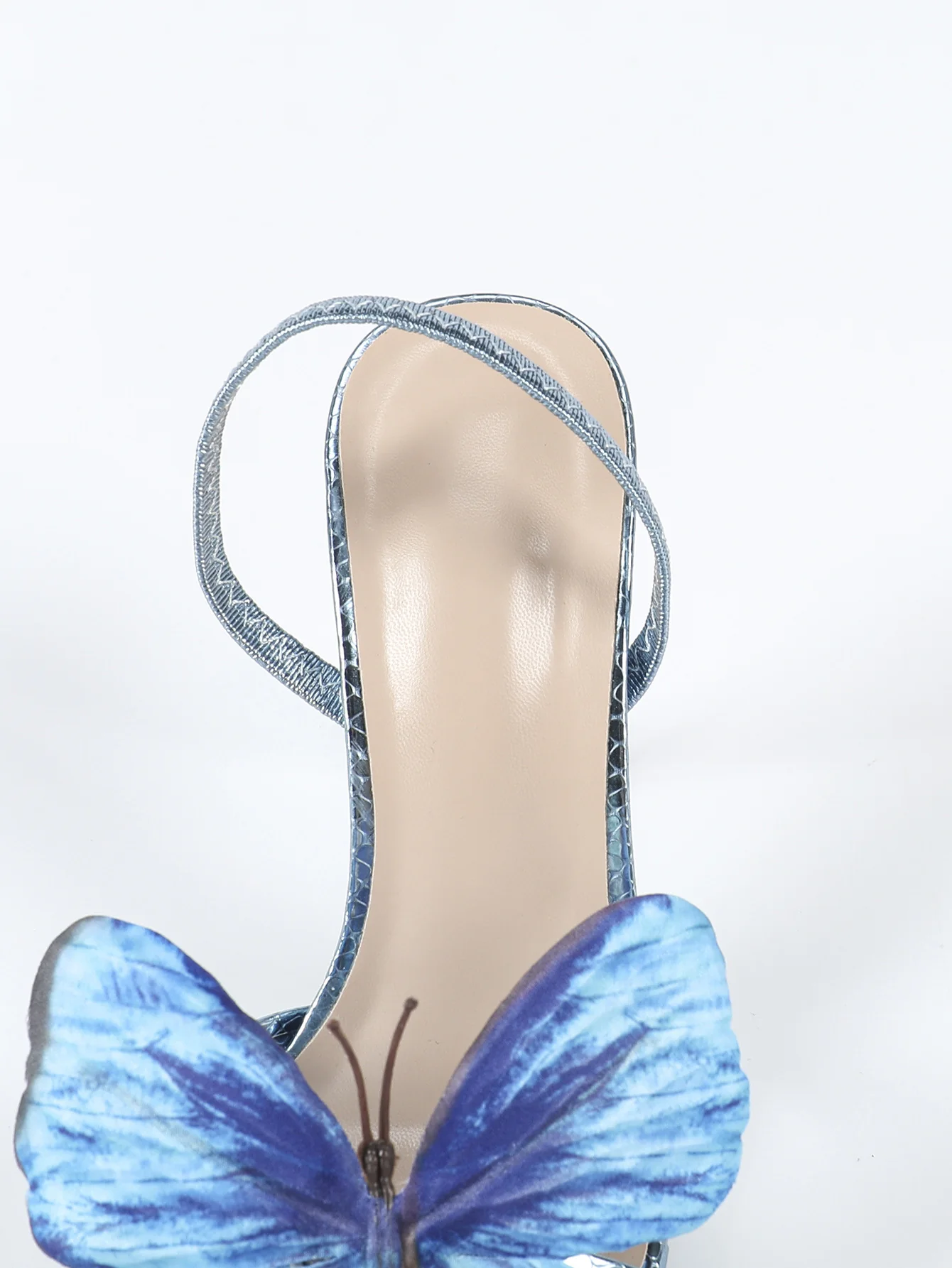 3D Butterfly Blue Iridescent High-heeled Sandals - Image 7