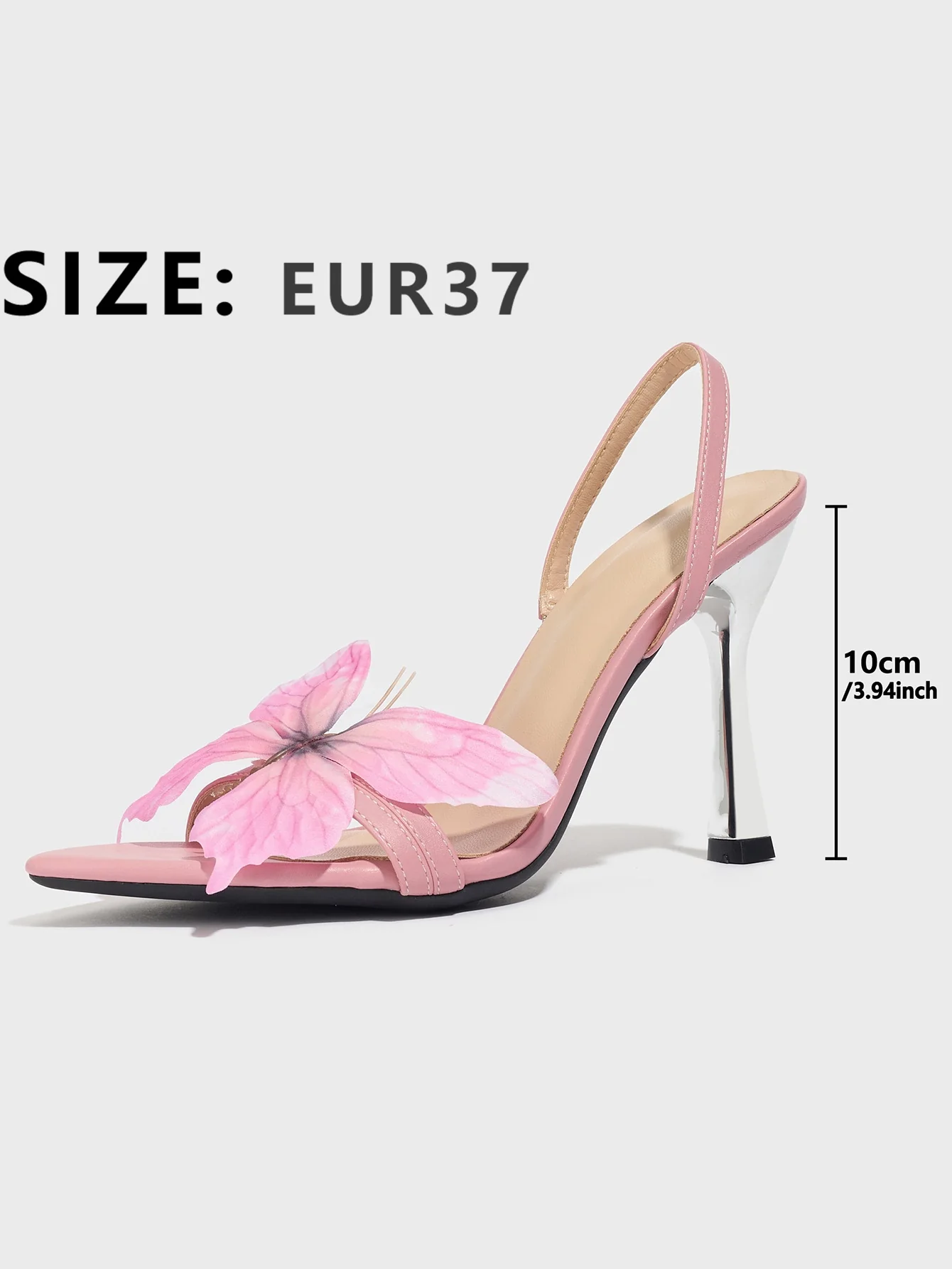 Pink 3D Butterfly Pointed-toe High-heeled Sandals - Image 7