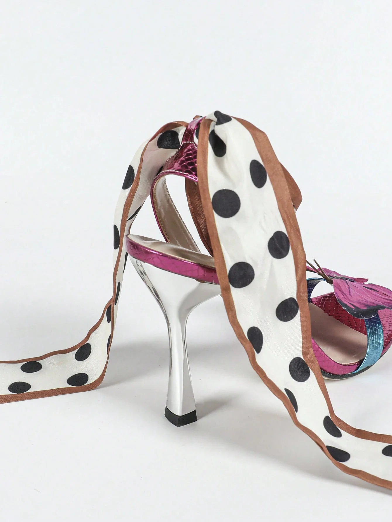 3D Butterfly Polka Dot Strappy High-heeled Sandals - Image 7