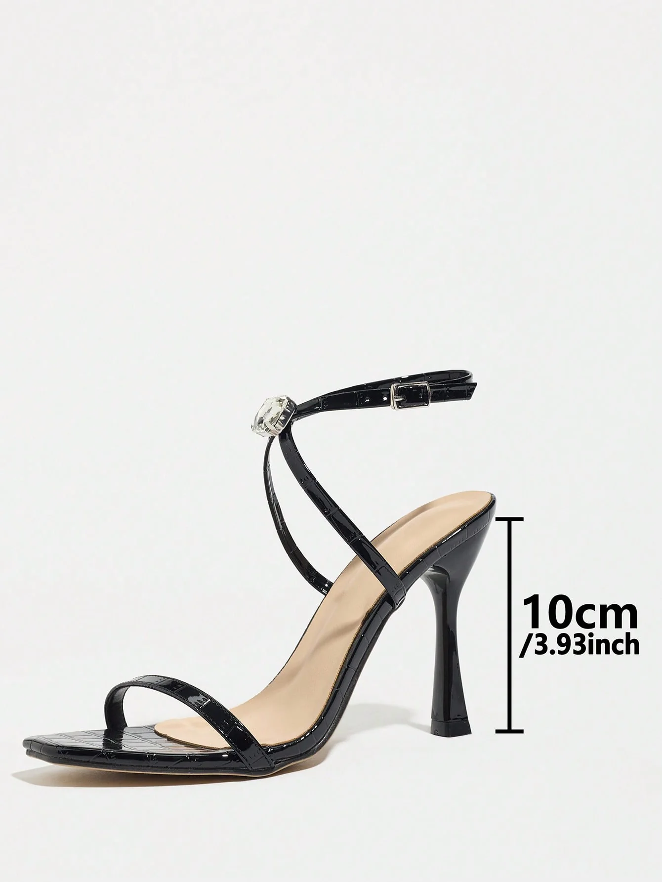 Thin-strapped Rhinestone Buckle Single-strap Stiletto Sandals - Image 23