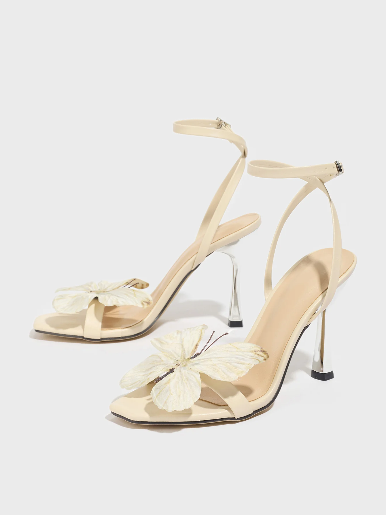 Apricot-colored 3D Butterfly High-heeled Sandals - Image 5