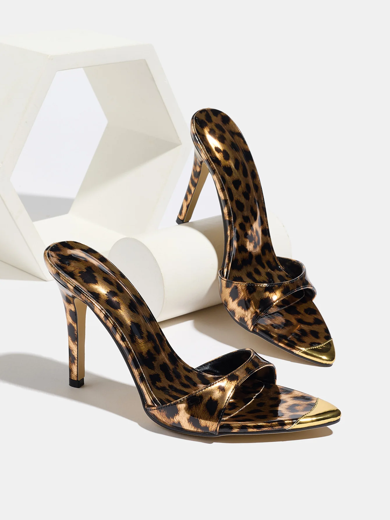 Leopard Print Pointed-toe Stiletto Sandals - Image 6