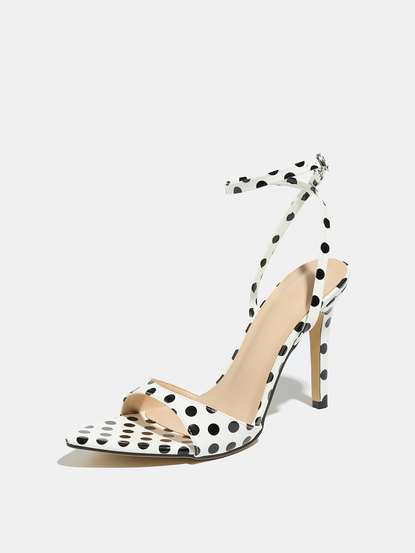 Black And White Polka Dot High-heeled Sandals - Image 5
