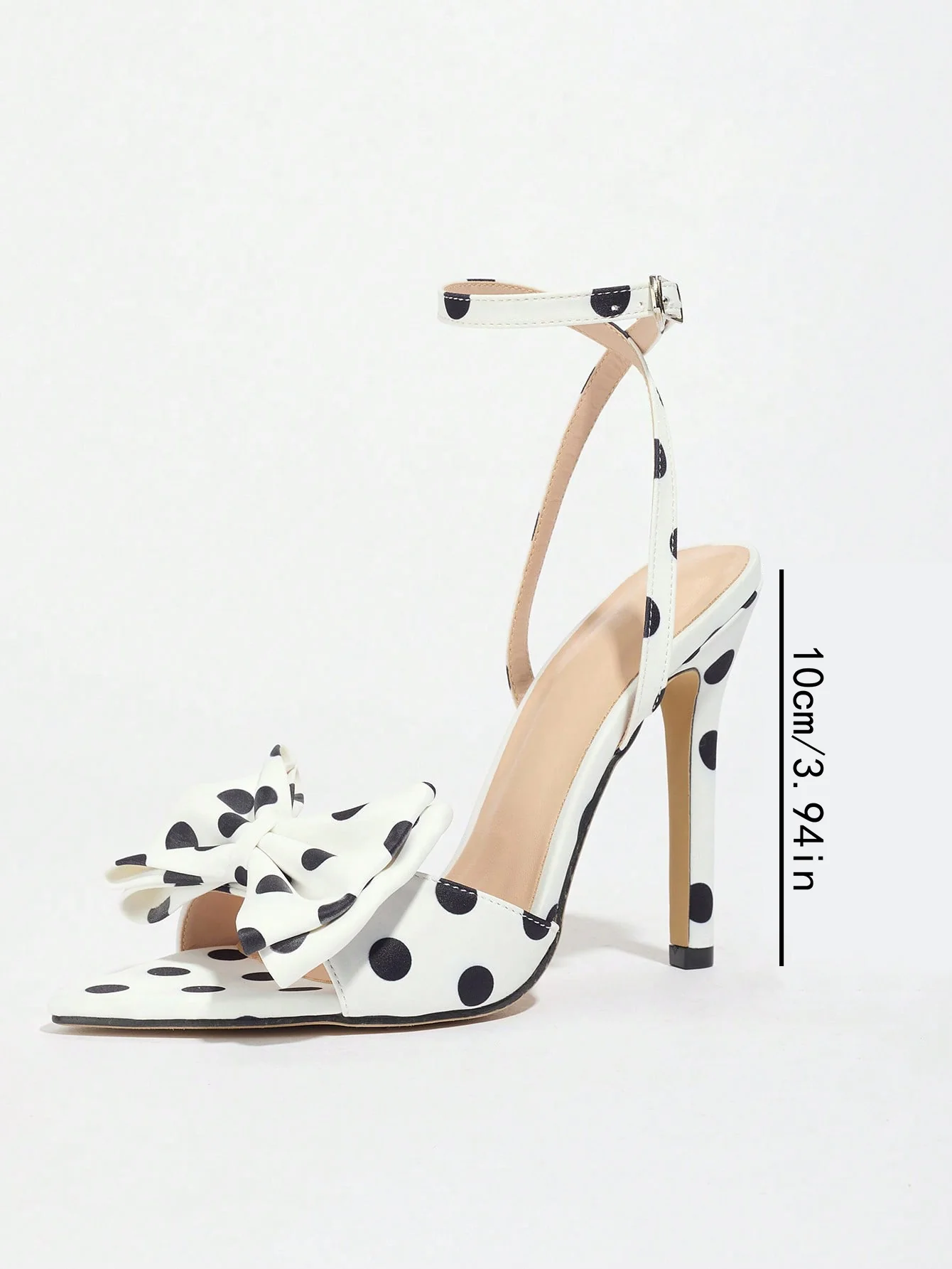 Sweet Color-blocked Polka Dot Bow High-heeled Sandals - Image 4