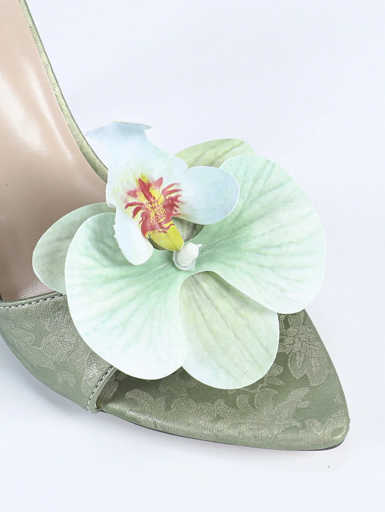 Emerald Green Three-dimensional Floral High-heeled Sandals - Image 7