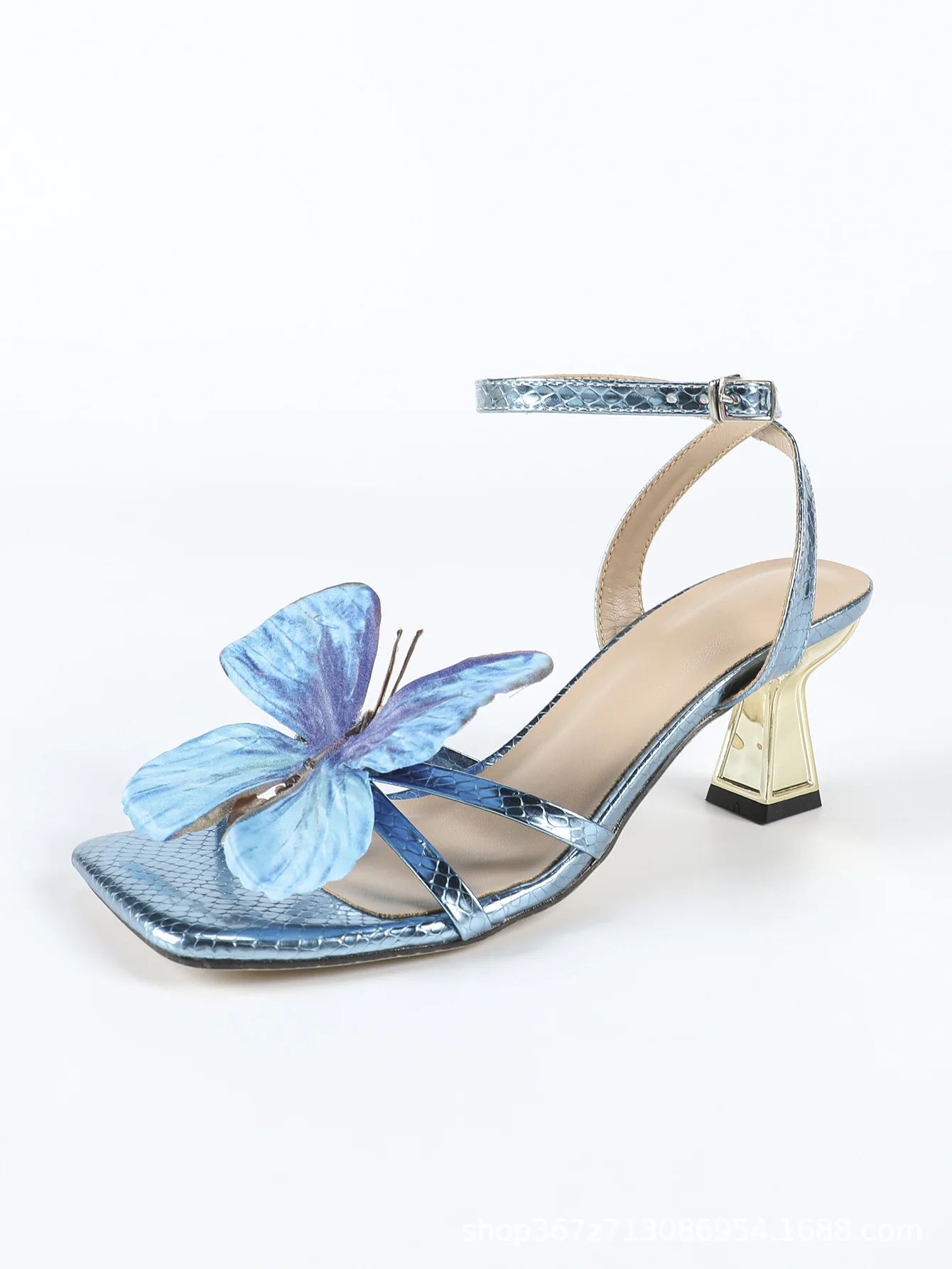 3D Butterfly Iridescent High-Heeled Sandals - Image 4