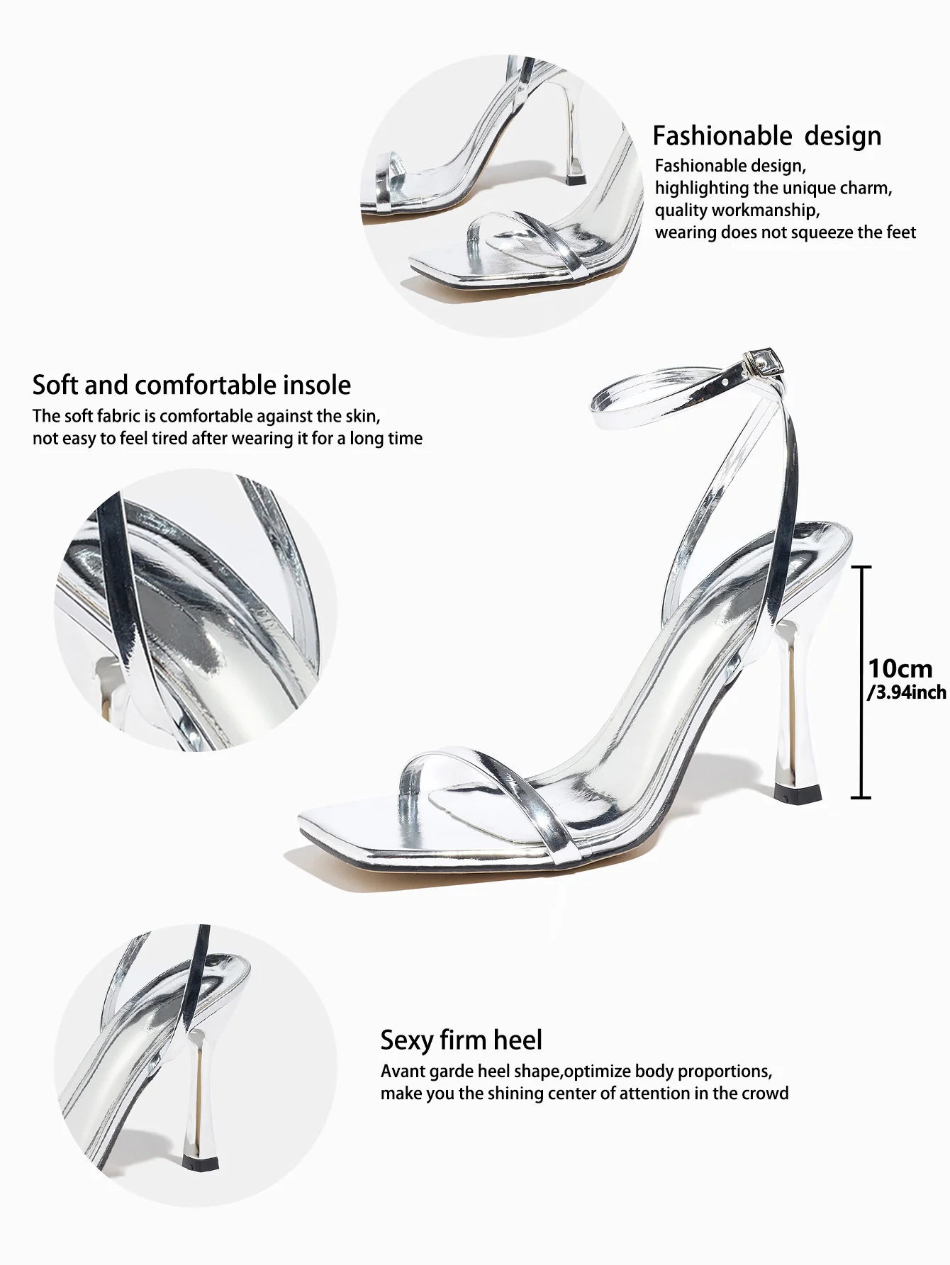 Metallic High-heeled Sandals - Image 15