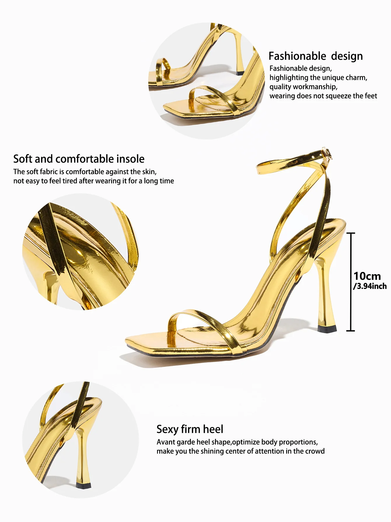 Metallic High-heeled Sandals - Image 8