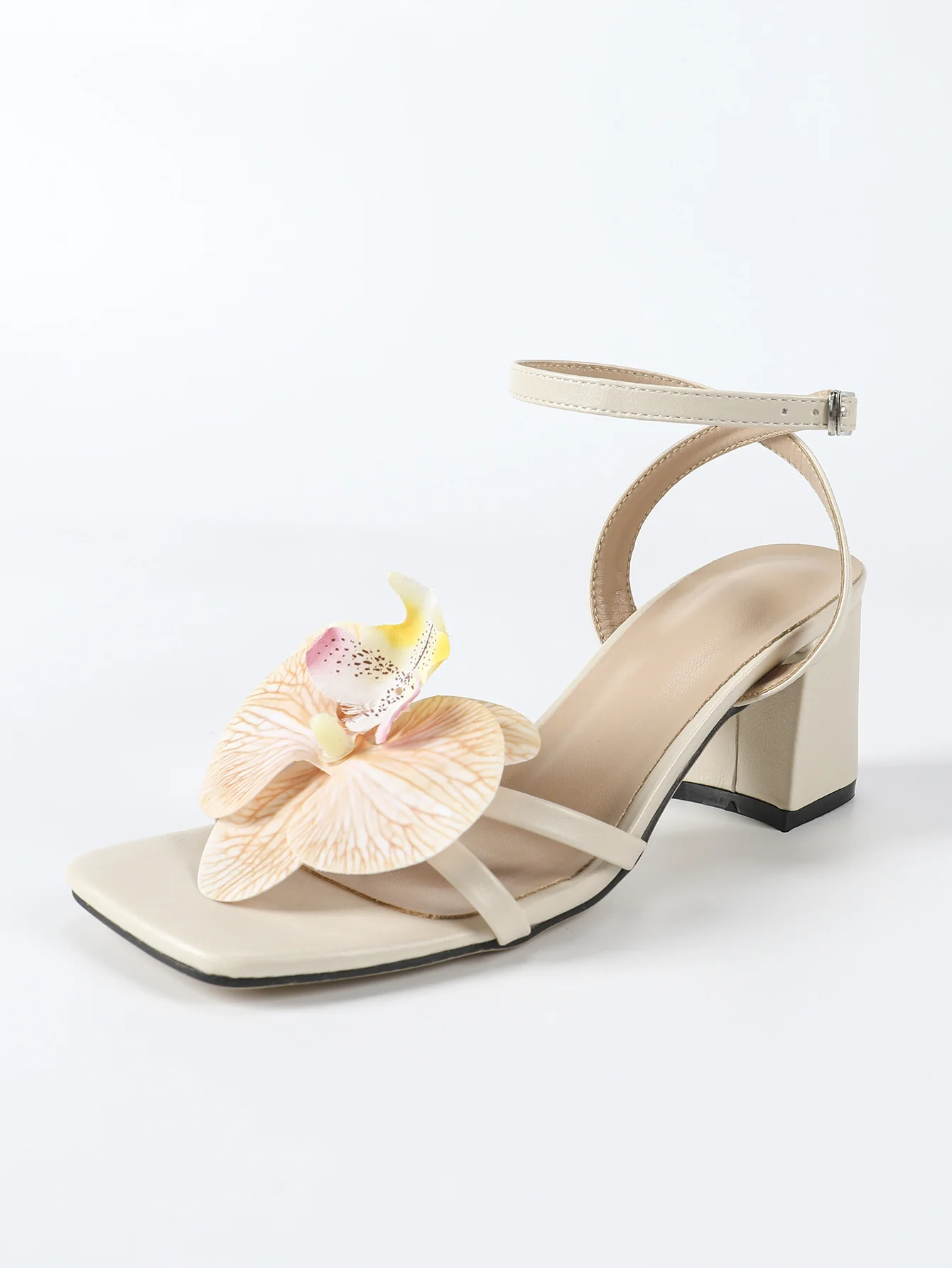 Apricot Floral Chunky Heel Sandals - Image 6