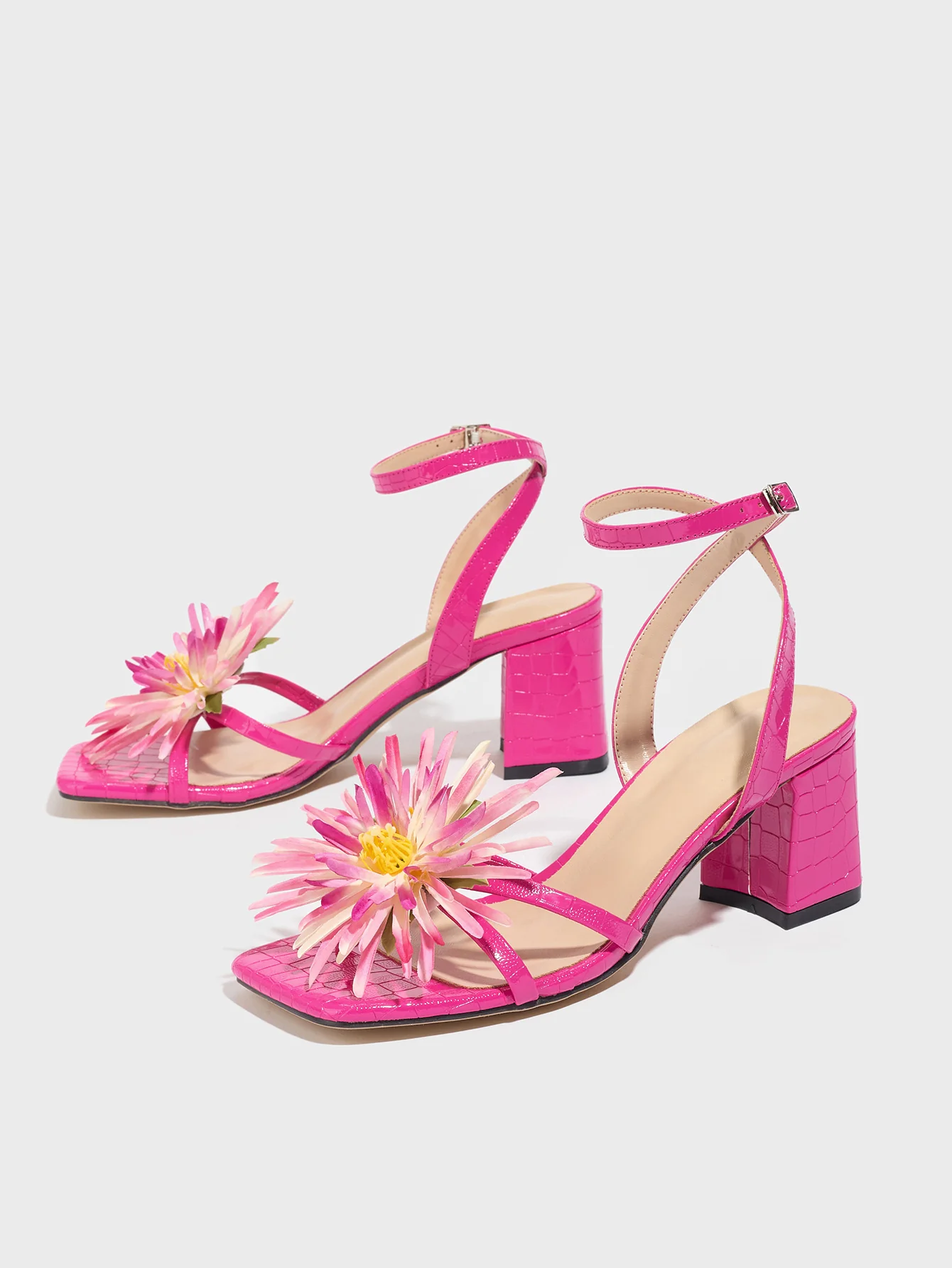 Colorful 3D Flower High-heeled Sandals - Image 3