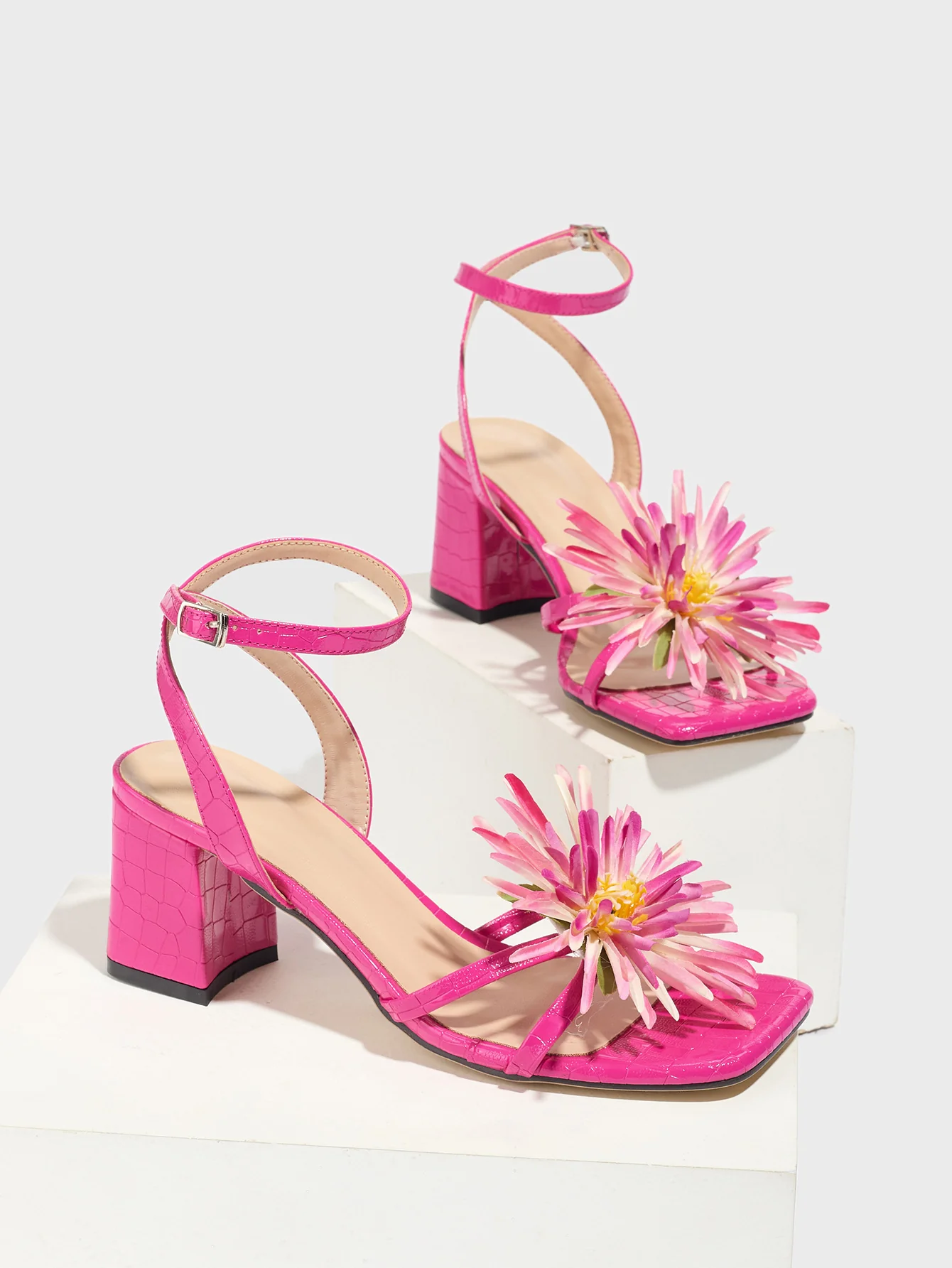 Colorful 3D Flower High-heeled Sandals - Image 4