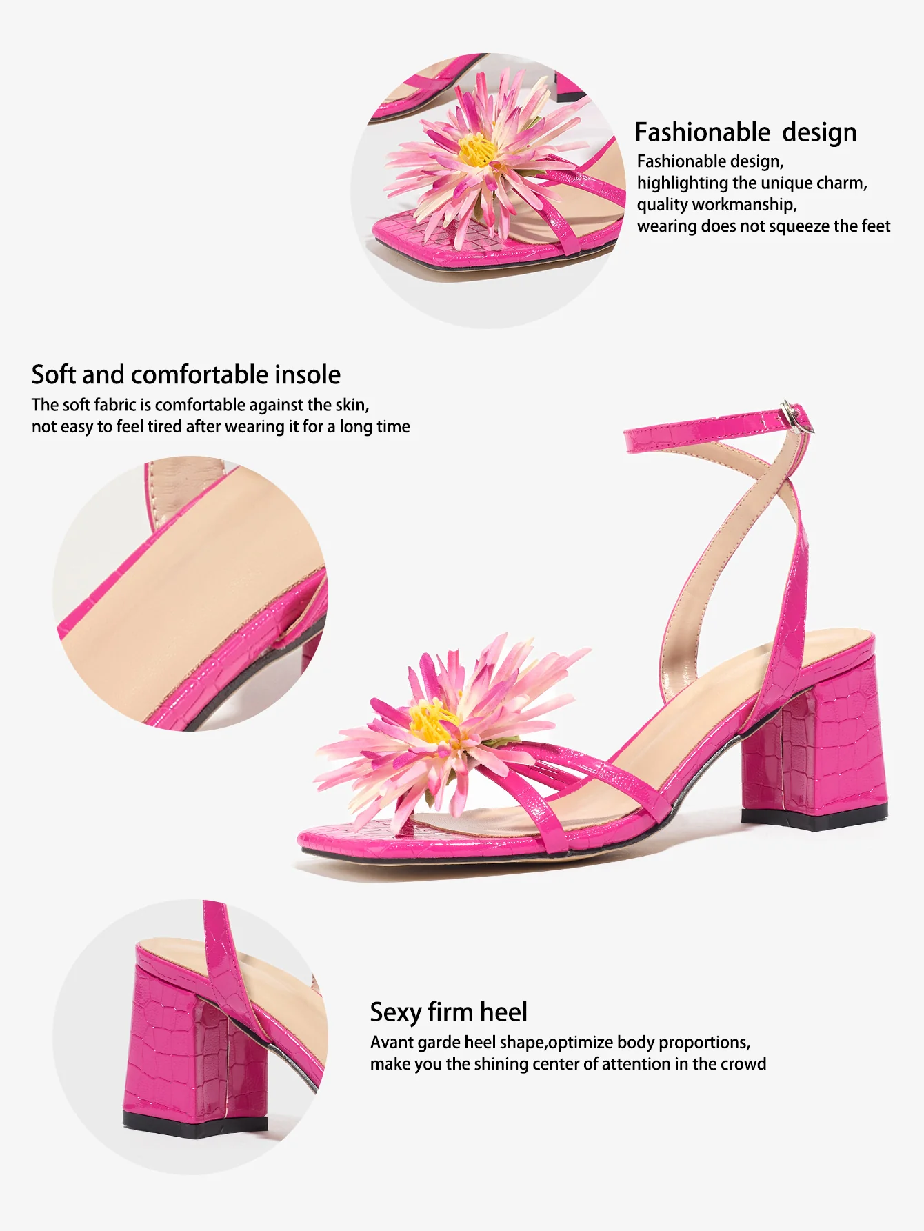 Colorful 3D Flower High-heeled Sandals - Image 5