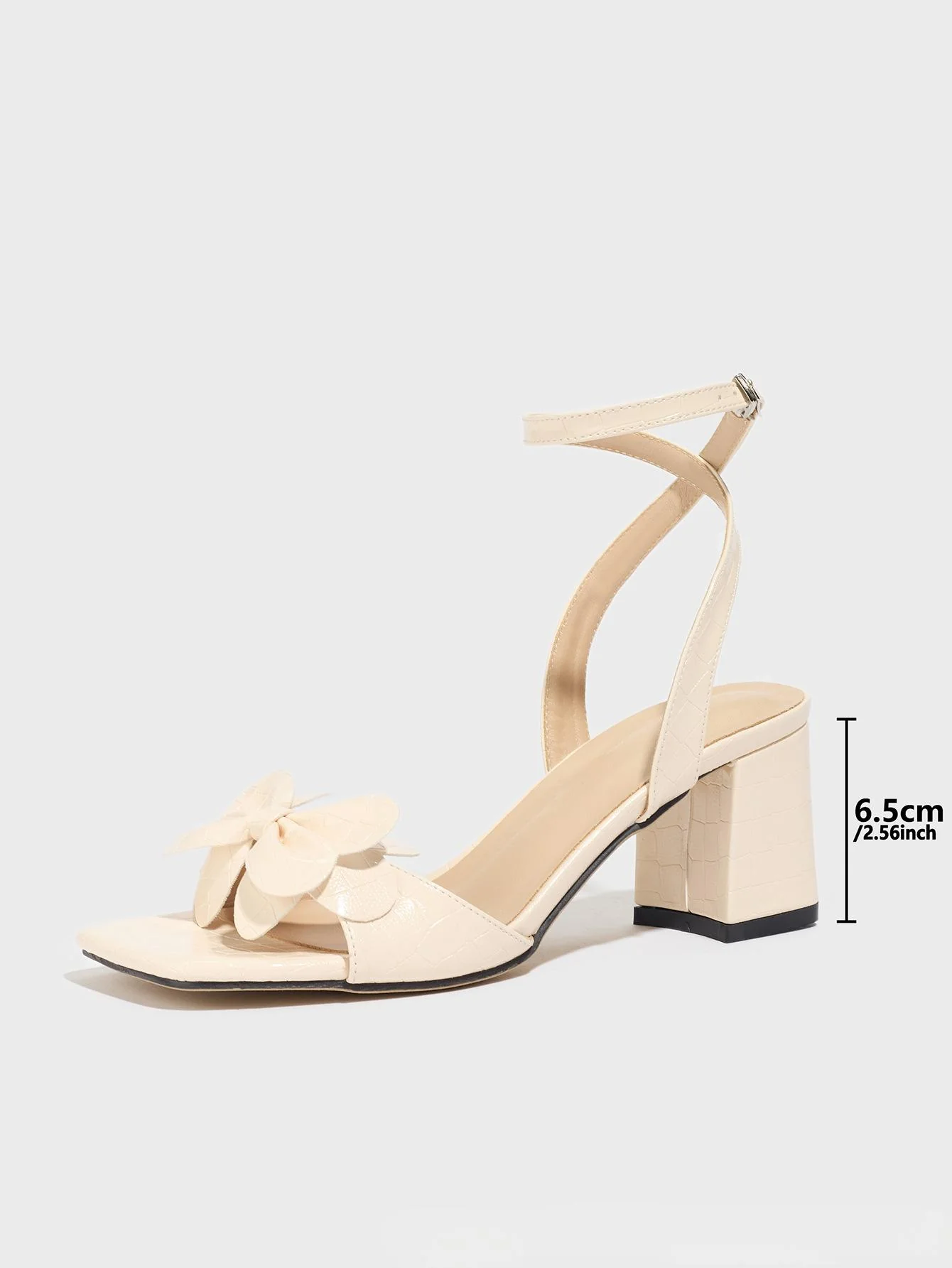 Apricot-colored Square-toe High-heeled Sandals With Three-dimensional Bow - Image 6