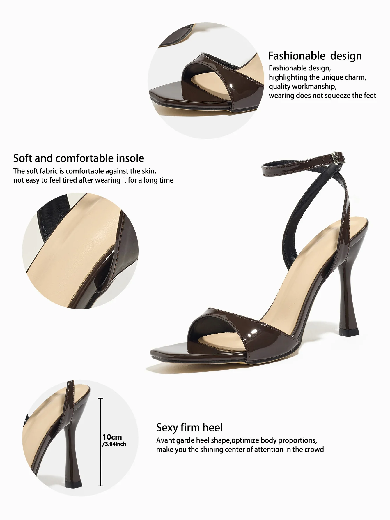 Coffee-colored Elegant And Versatile High-heeled Sandals - Image 5