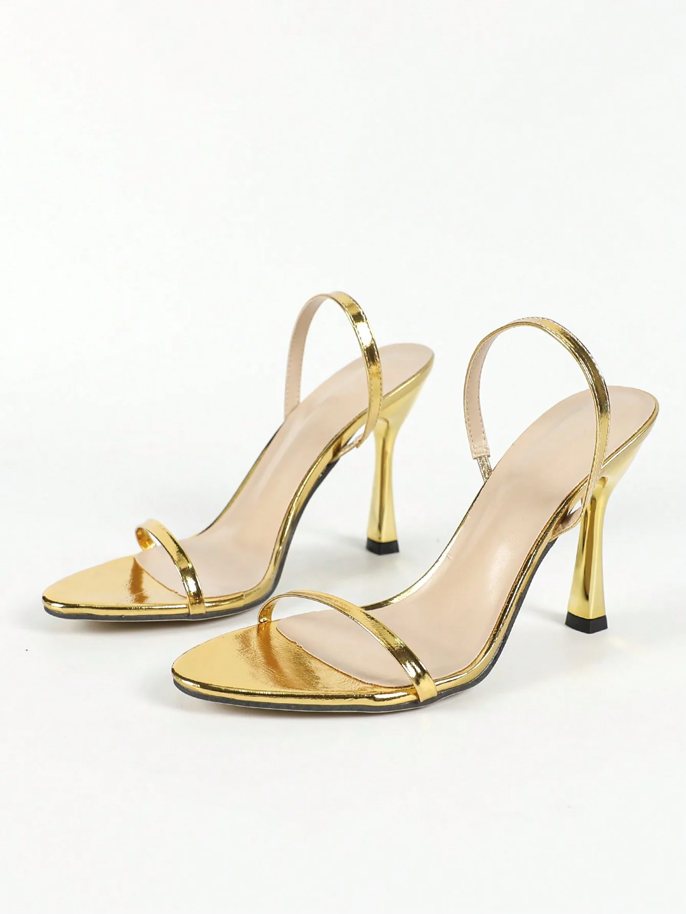 Gold Strappy High-heeled Sandals - Image 4