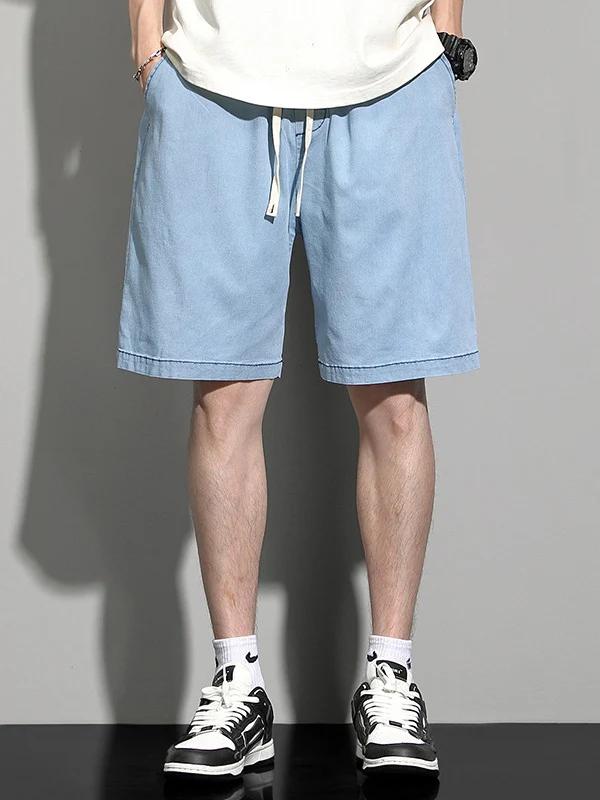 Loose-fit Straight-fit Five Points Denim Shorts
