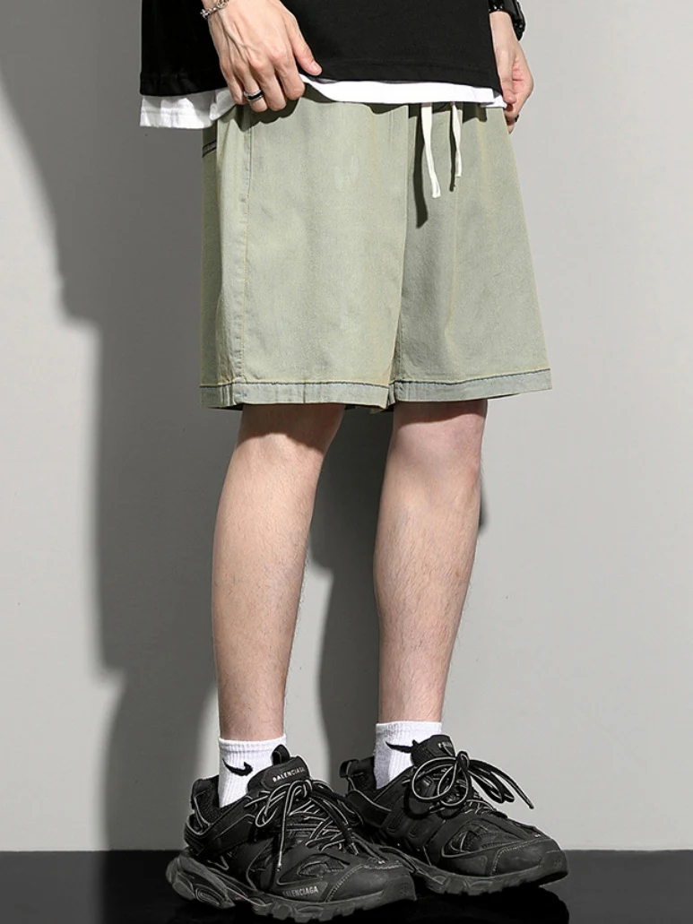 Loose-fit Straight-fit Five Points Denim Shorts - Image 5