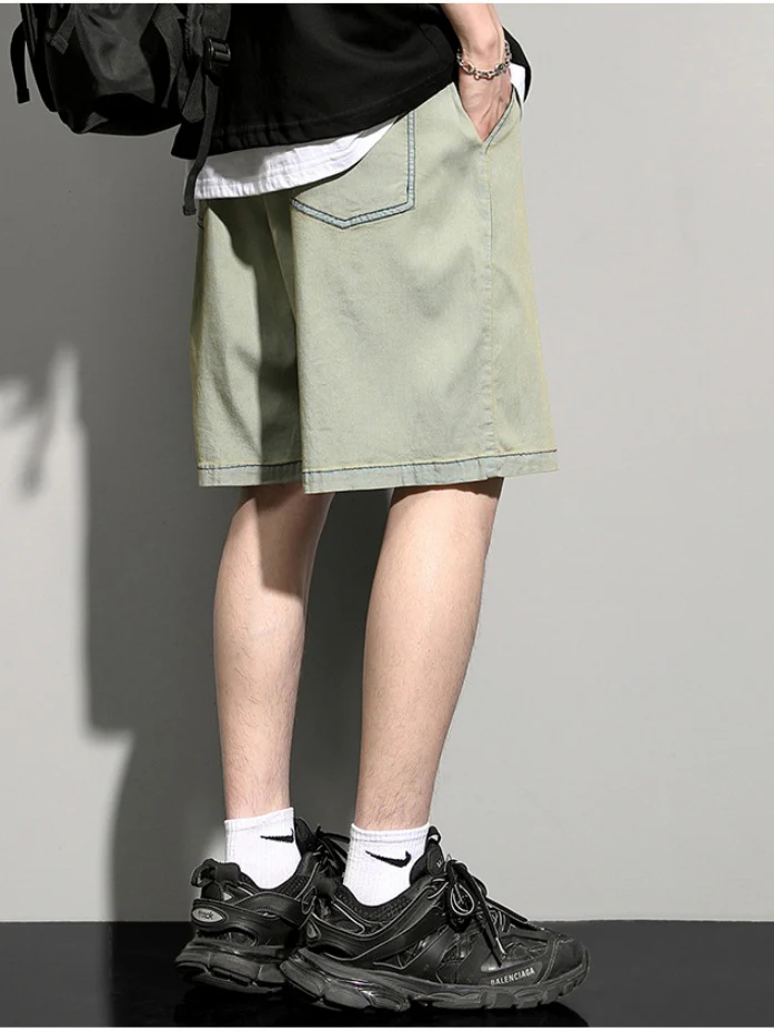 Loose-fit Straight-fit Five Points Denim Shorts - Image 6