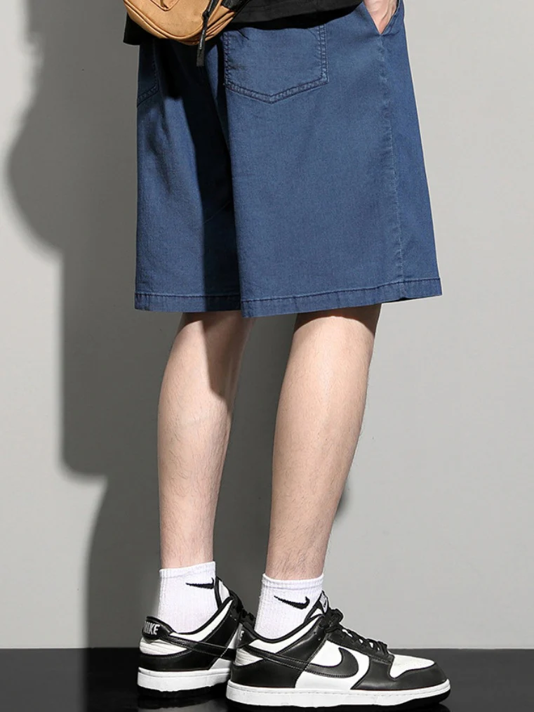 Loose-fit Straight-fit Five Points Denim Shorts - Image 8