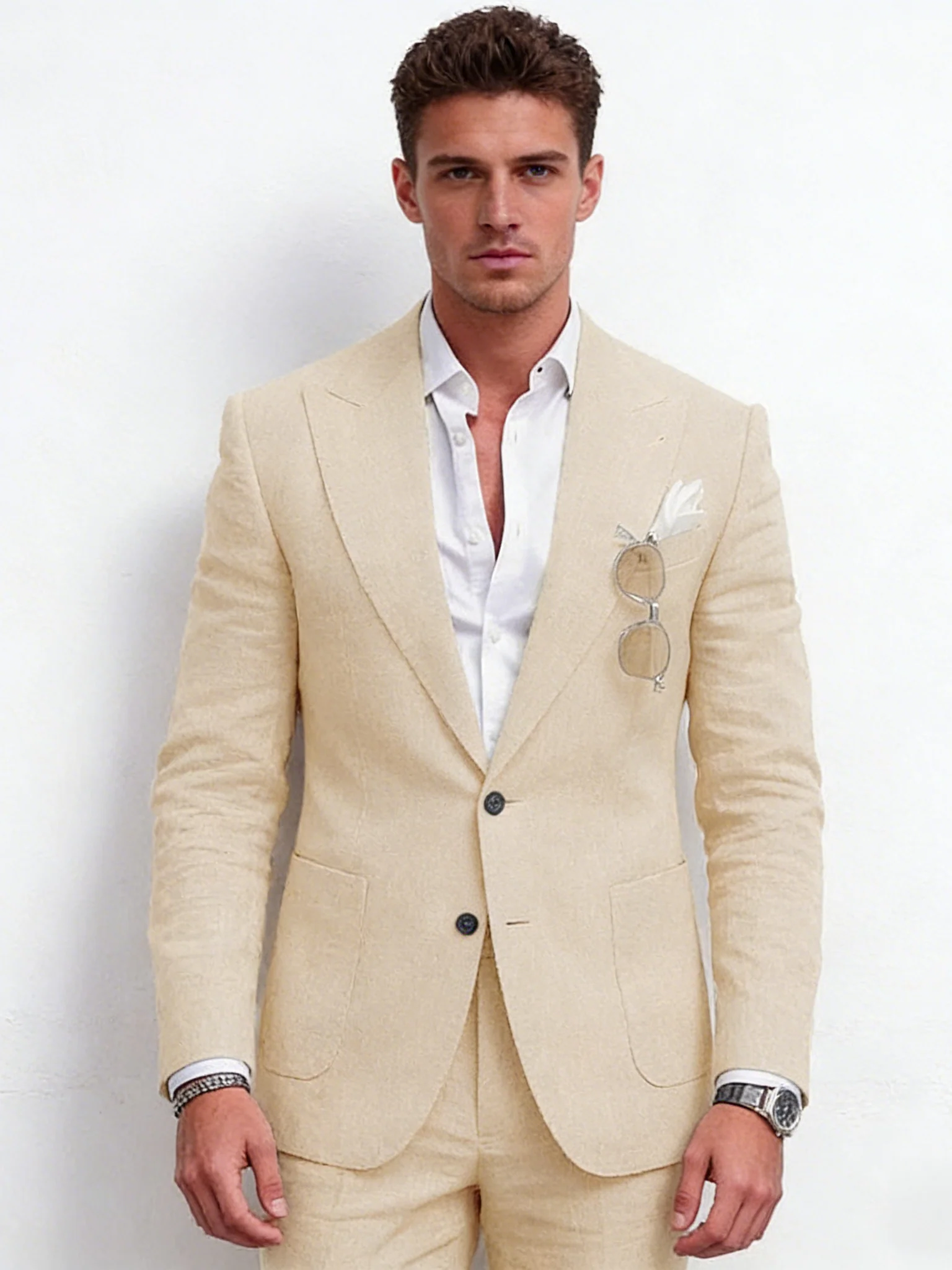 Flax Solid Color Suit Set 2-piece Sets - Image 3