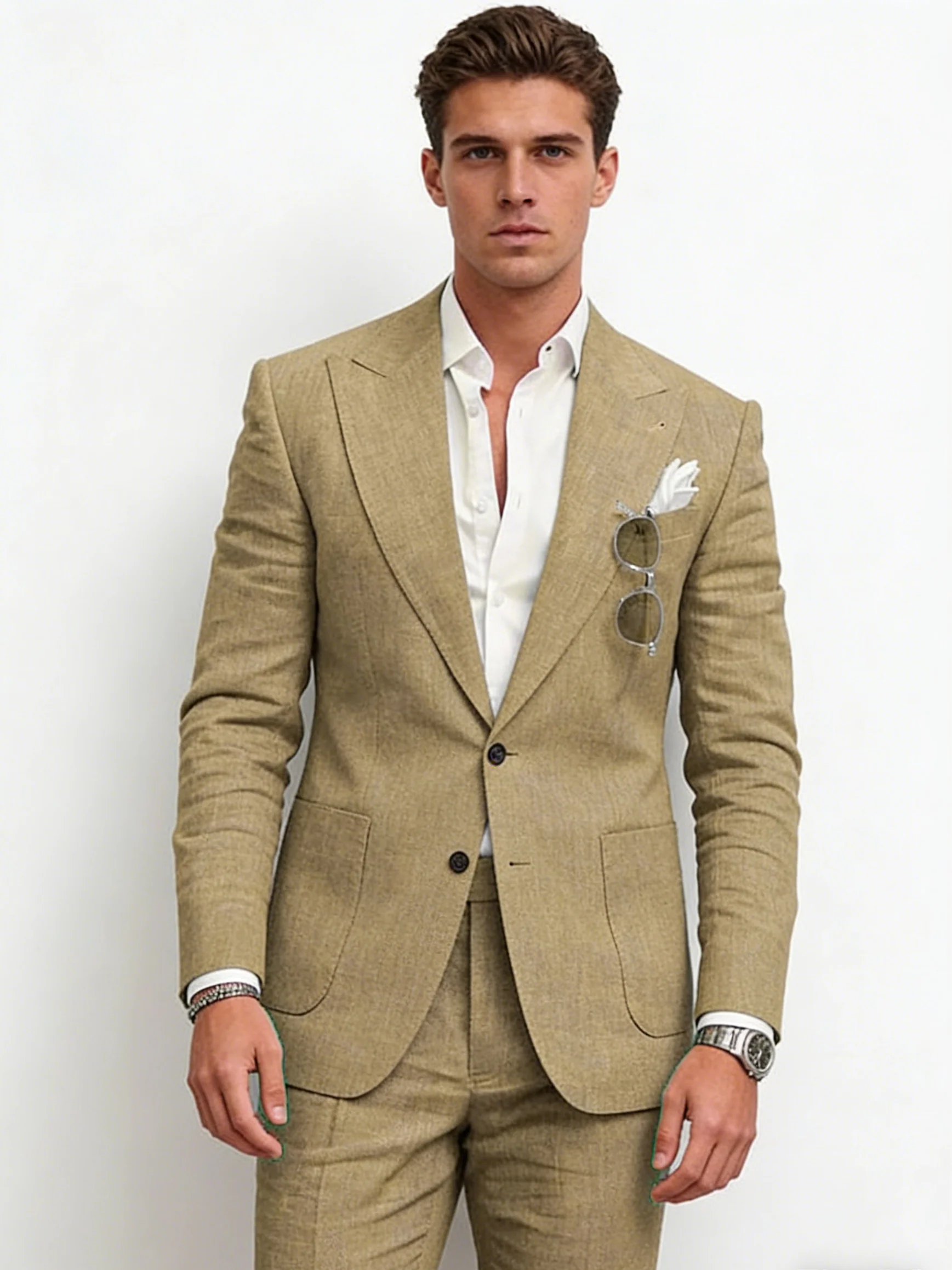 Flax Solid Color Suit Set 2-piece Sets - Image 5