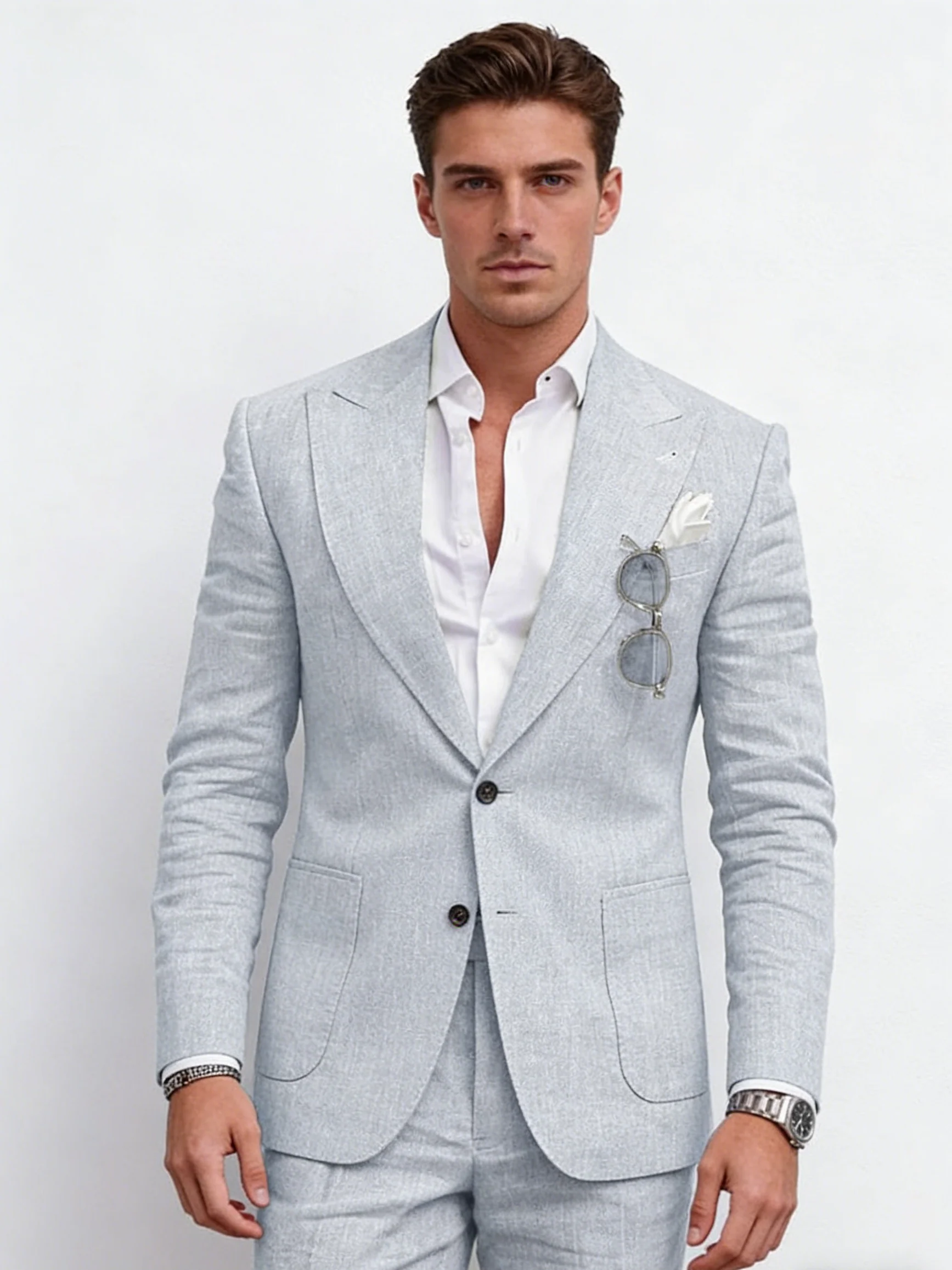 Flax Solid Color Suit Set 2-piece Sets - Image 7