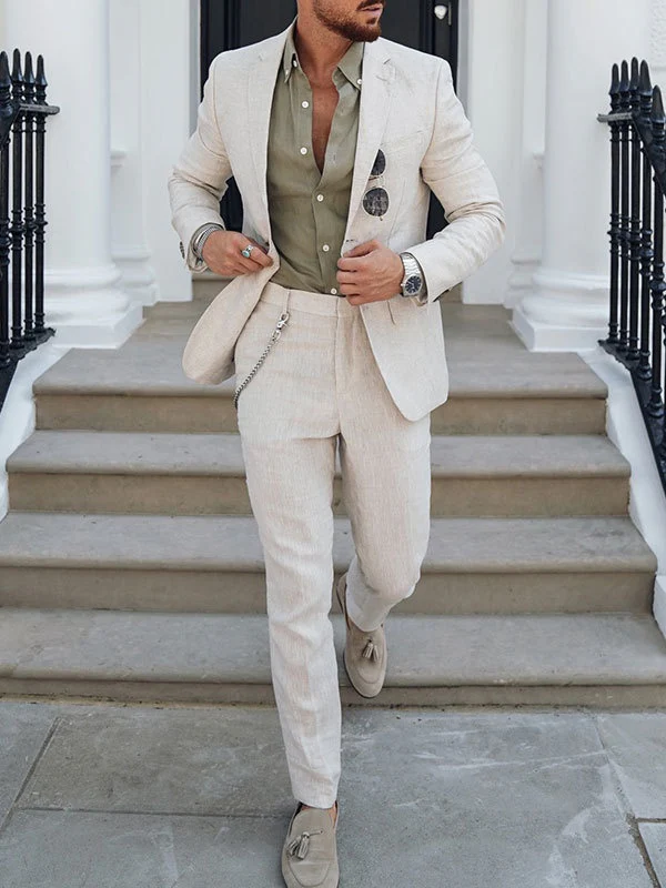 Flax Solid Color Suit Set 2-piece Sets - Image 2