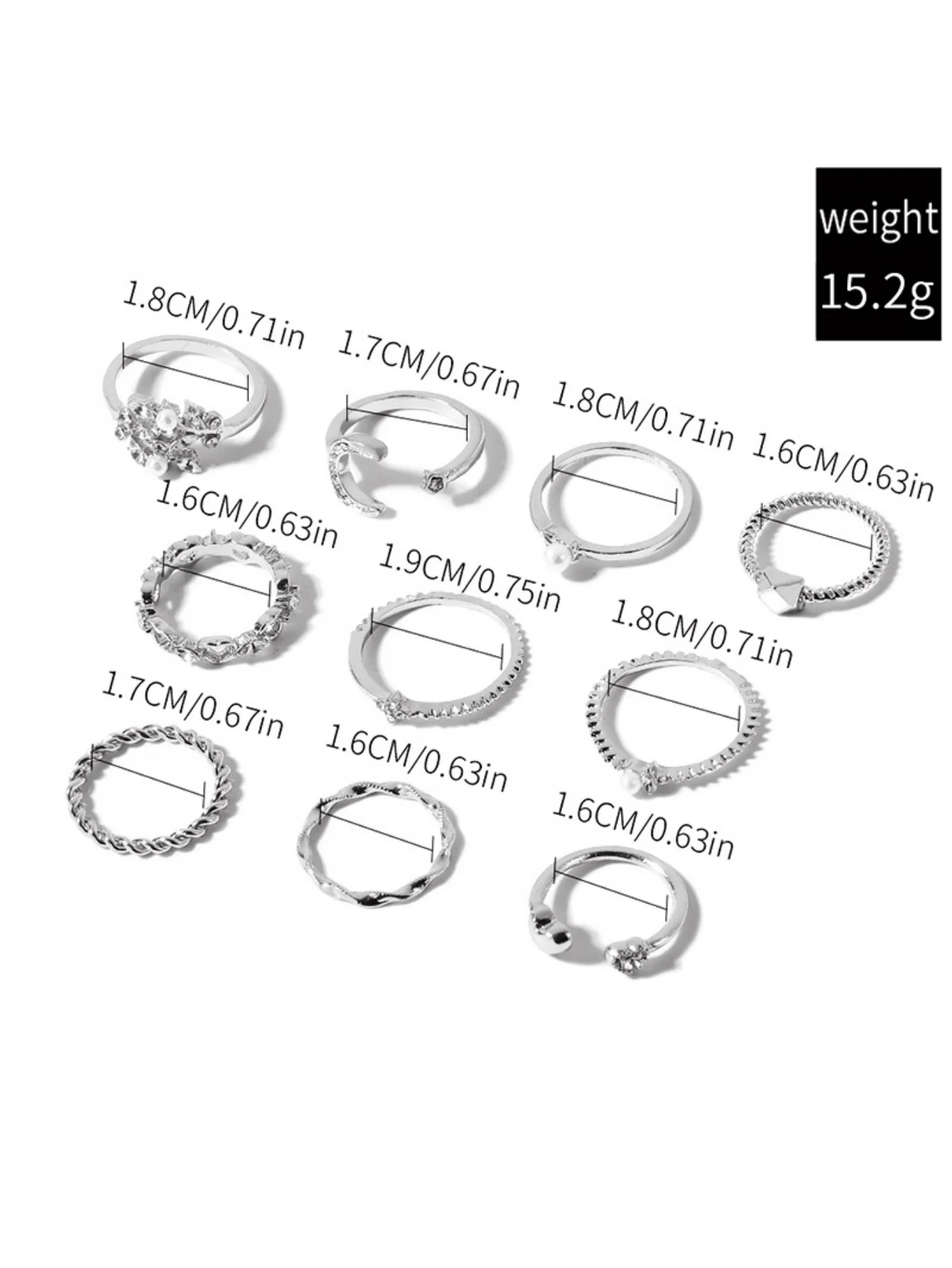 Star And Moon Diamond Ring Set - Image 10
