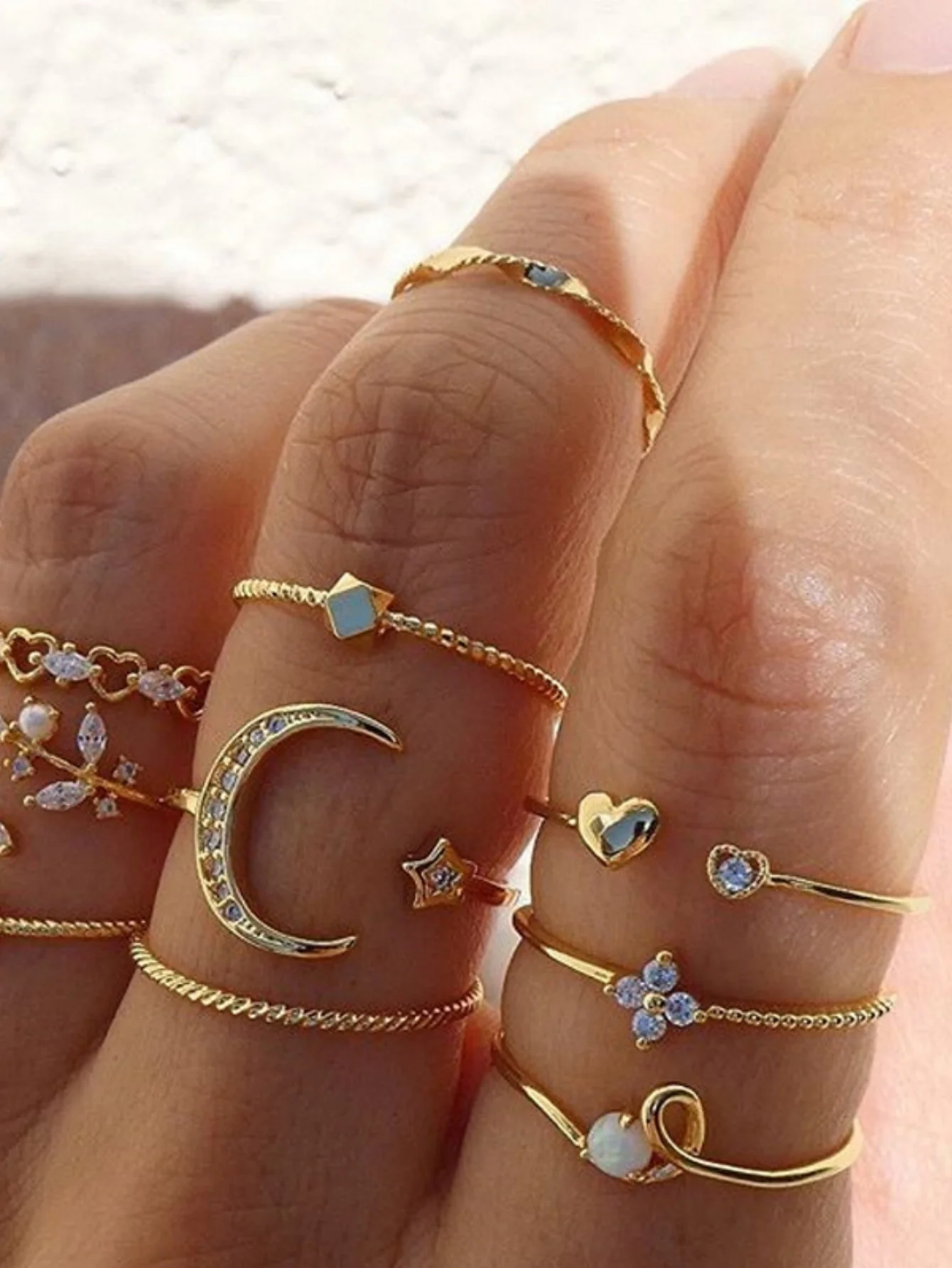 Star And Moon Diamond Ring Set - Image 2