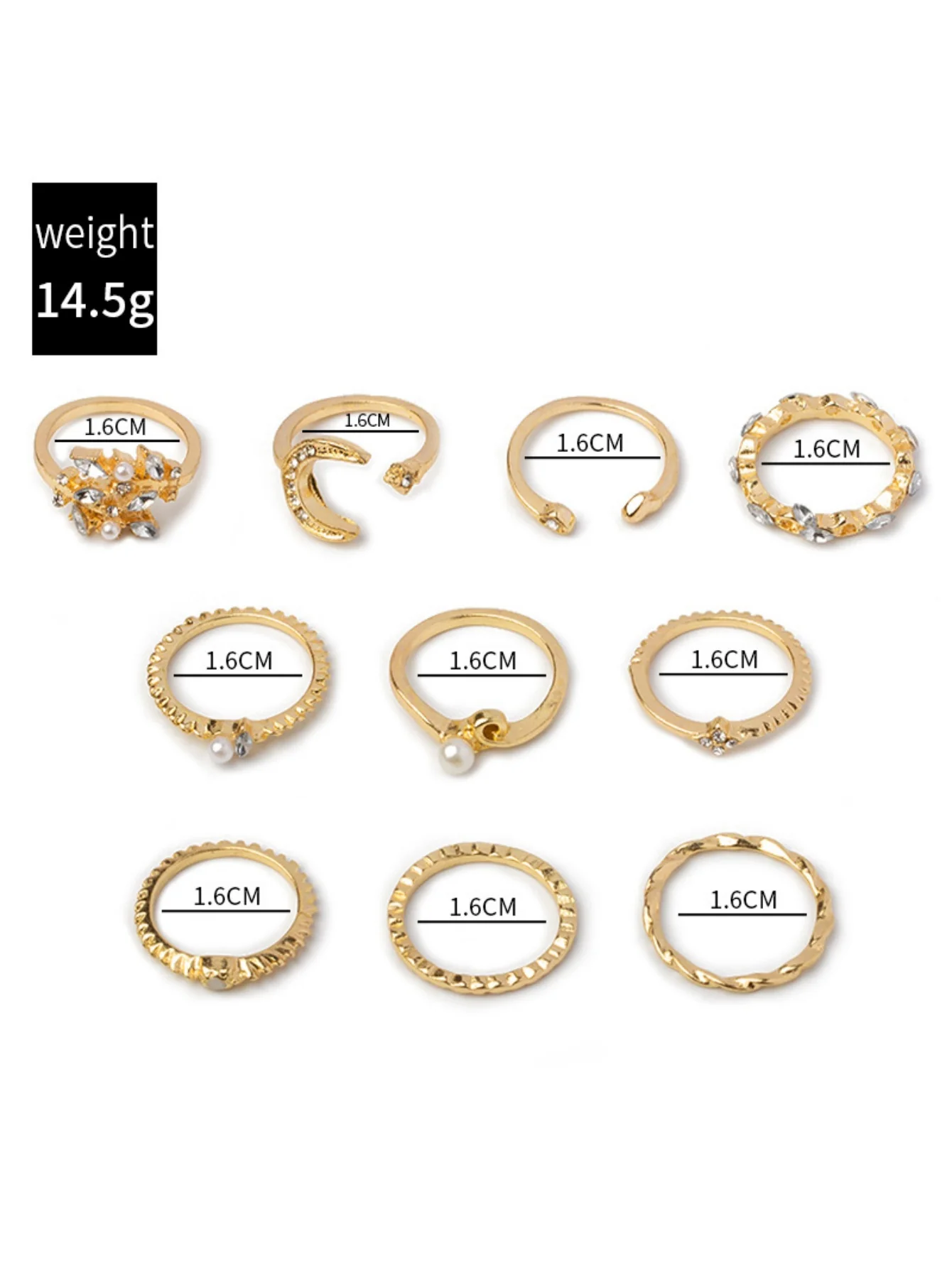 Star And Moon Diamond Ring Set - Image 5