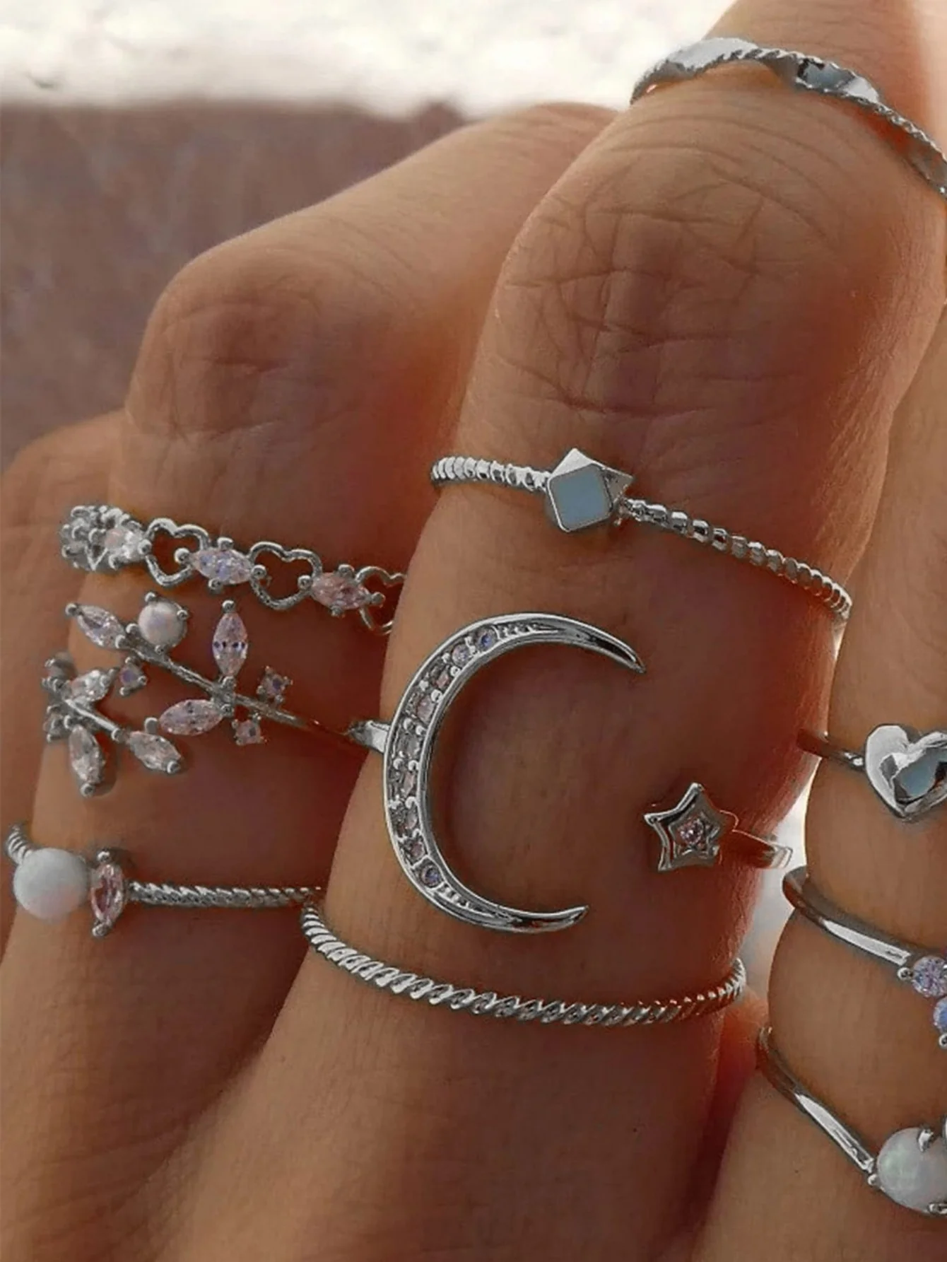 Star And Moon Diamond Ring Set - Image 6