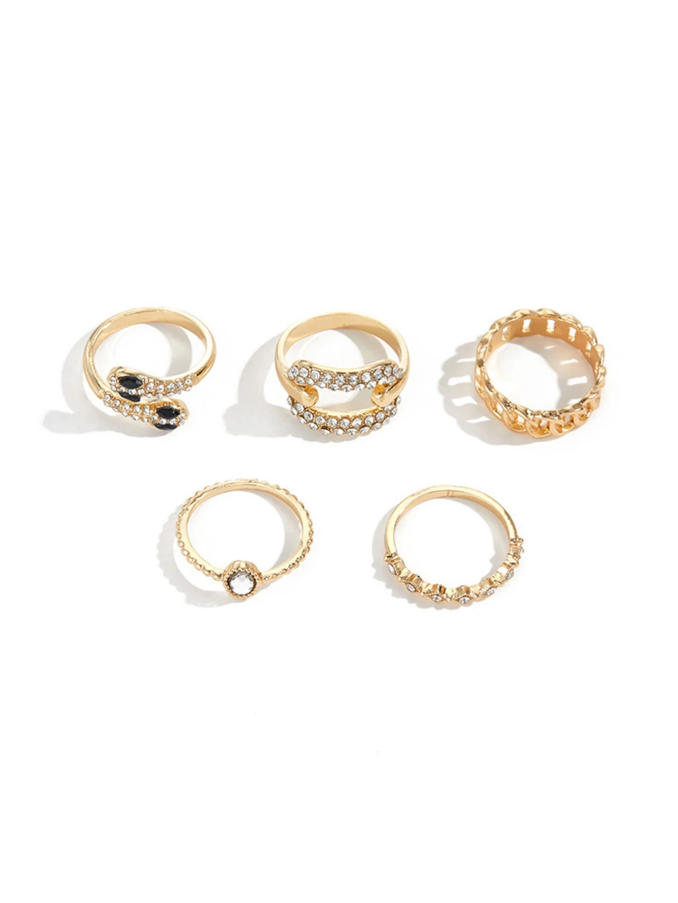 Snake-shaped Stacked Ring Set With Diamonds - Image 5